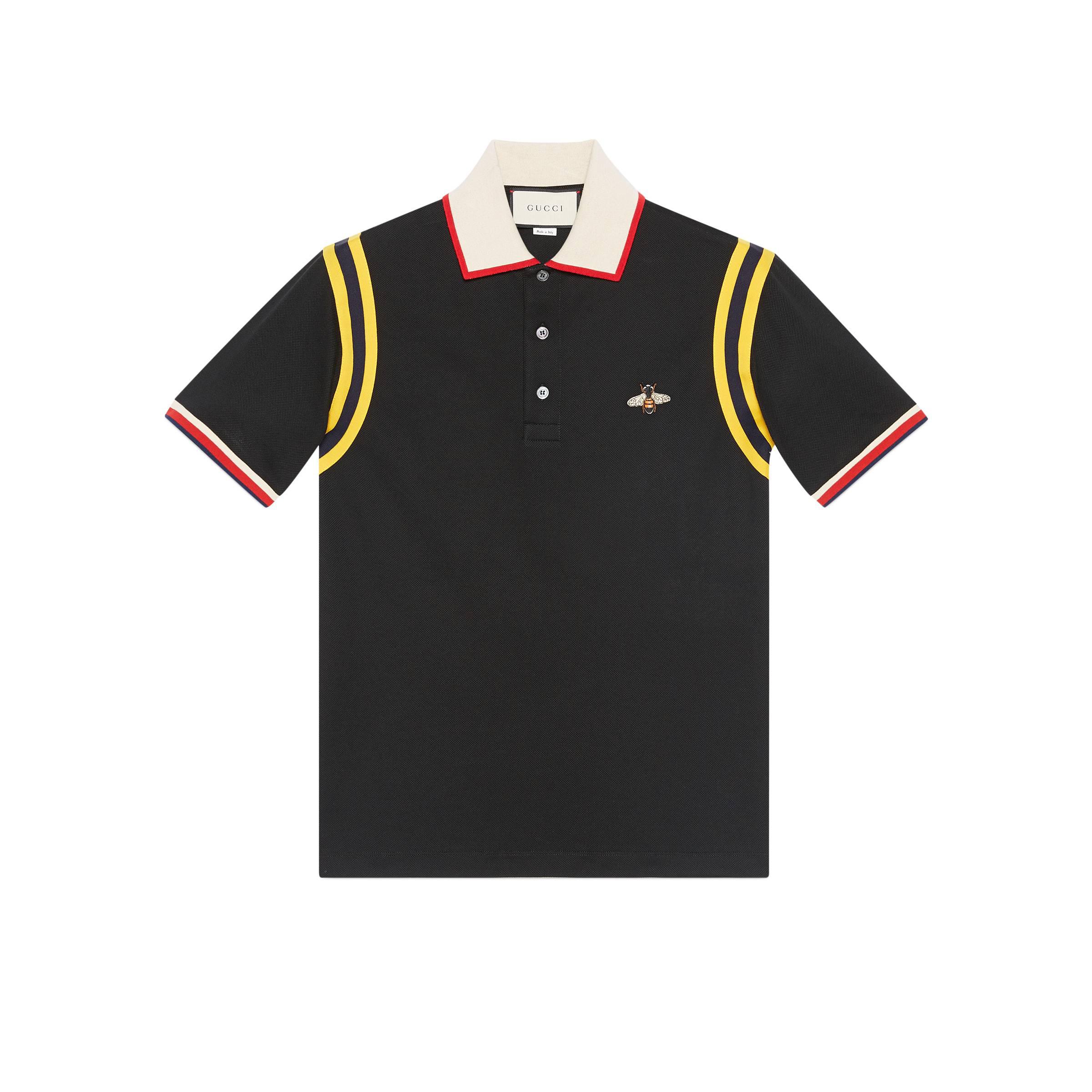 Idioot resterend Schaap Gucci Cotton Polo With Bee in Black for Men | Lyst