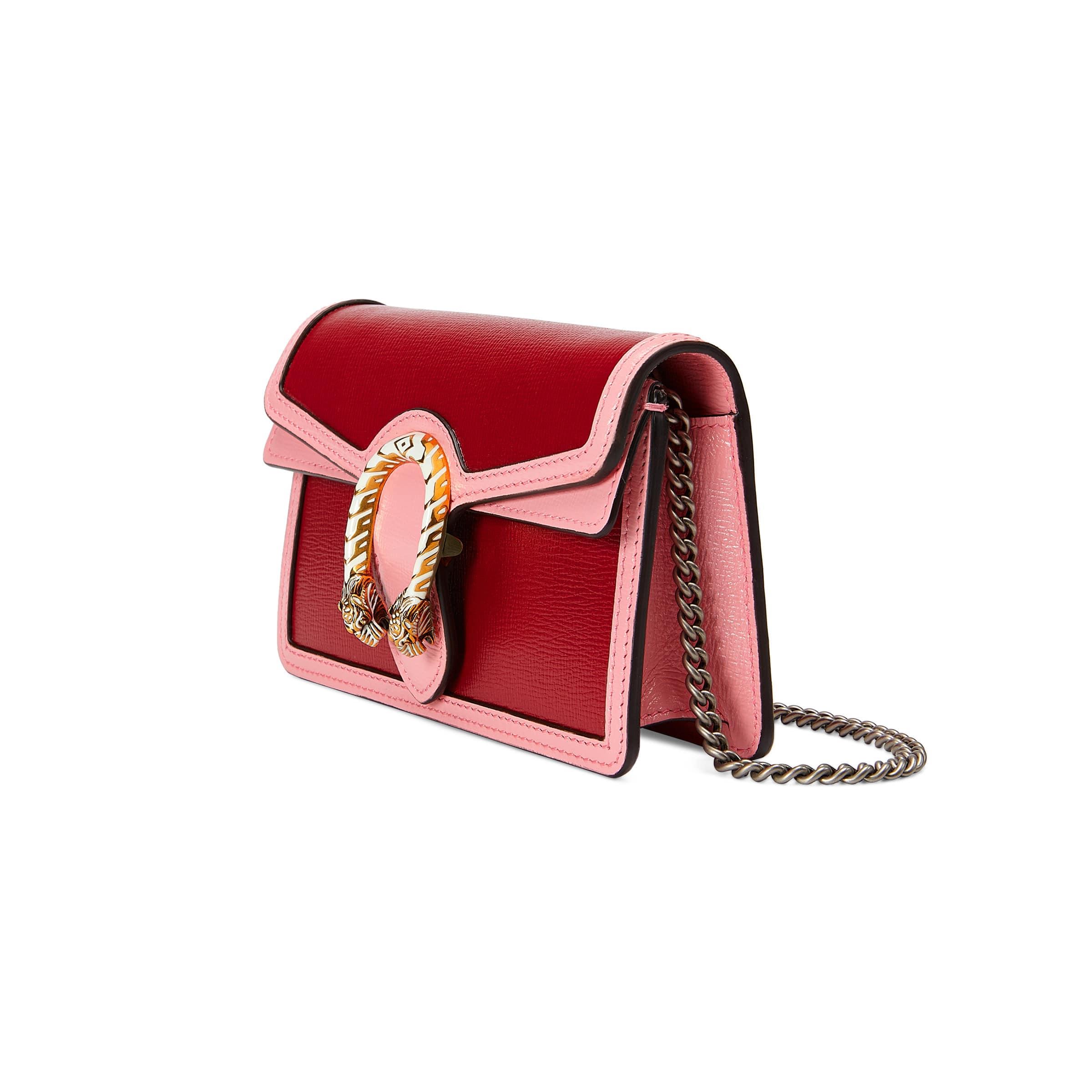 Gucci Leather Dionysus Super Mini Bag in Red | Lyst