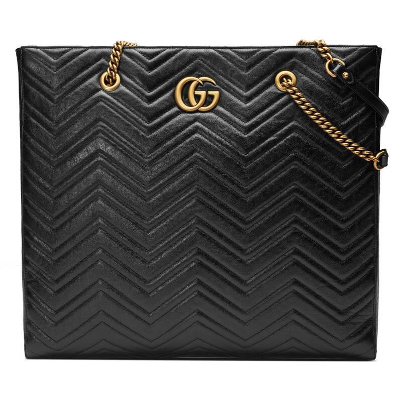 stak Sump offentlig Gucci Leather Marmont - GG Marmont Matelassé Large Tote in Black - Lyst