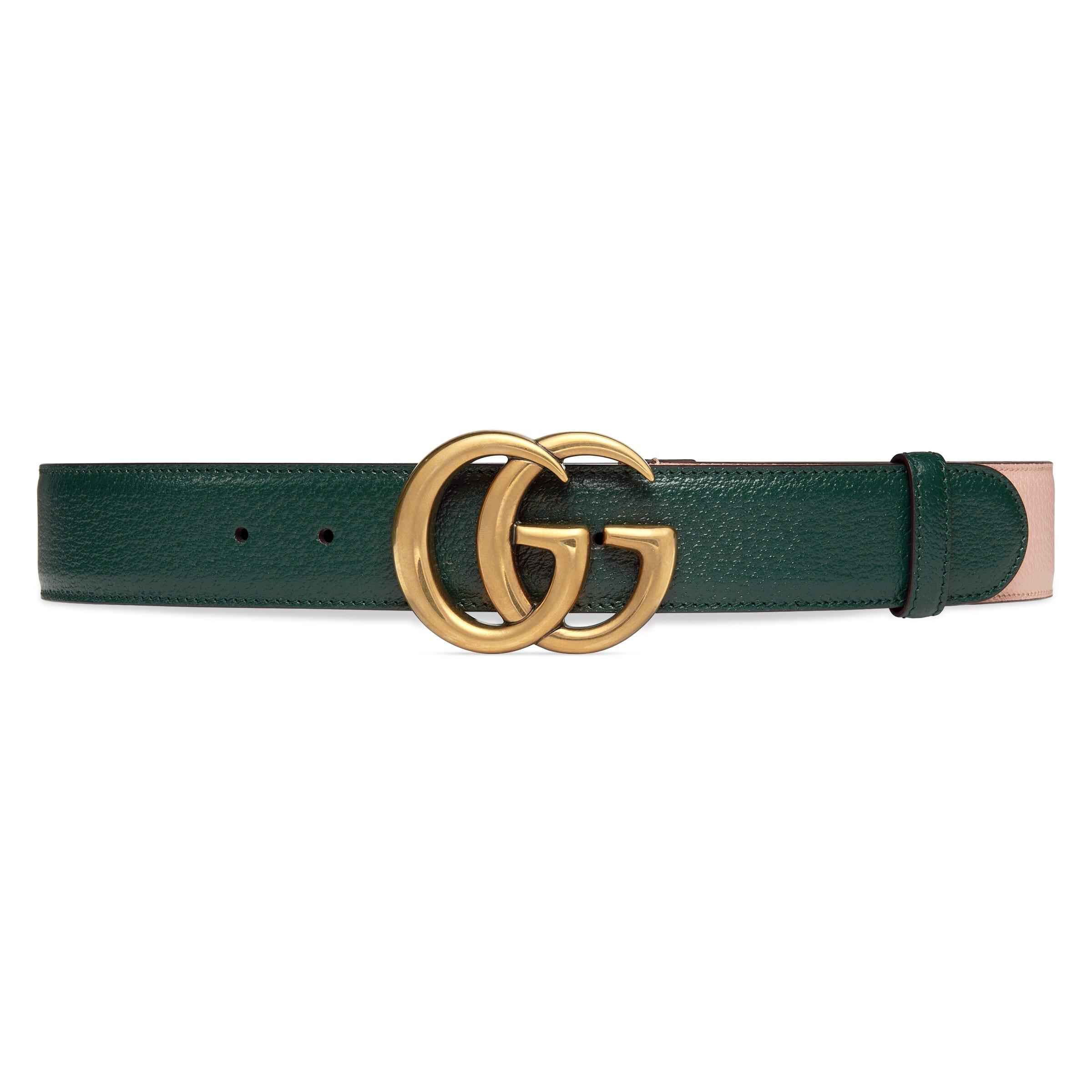 Gucci Leather Belt With Double G Buckle In Pink