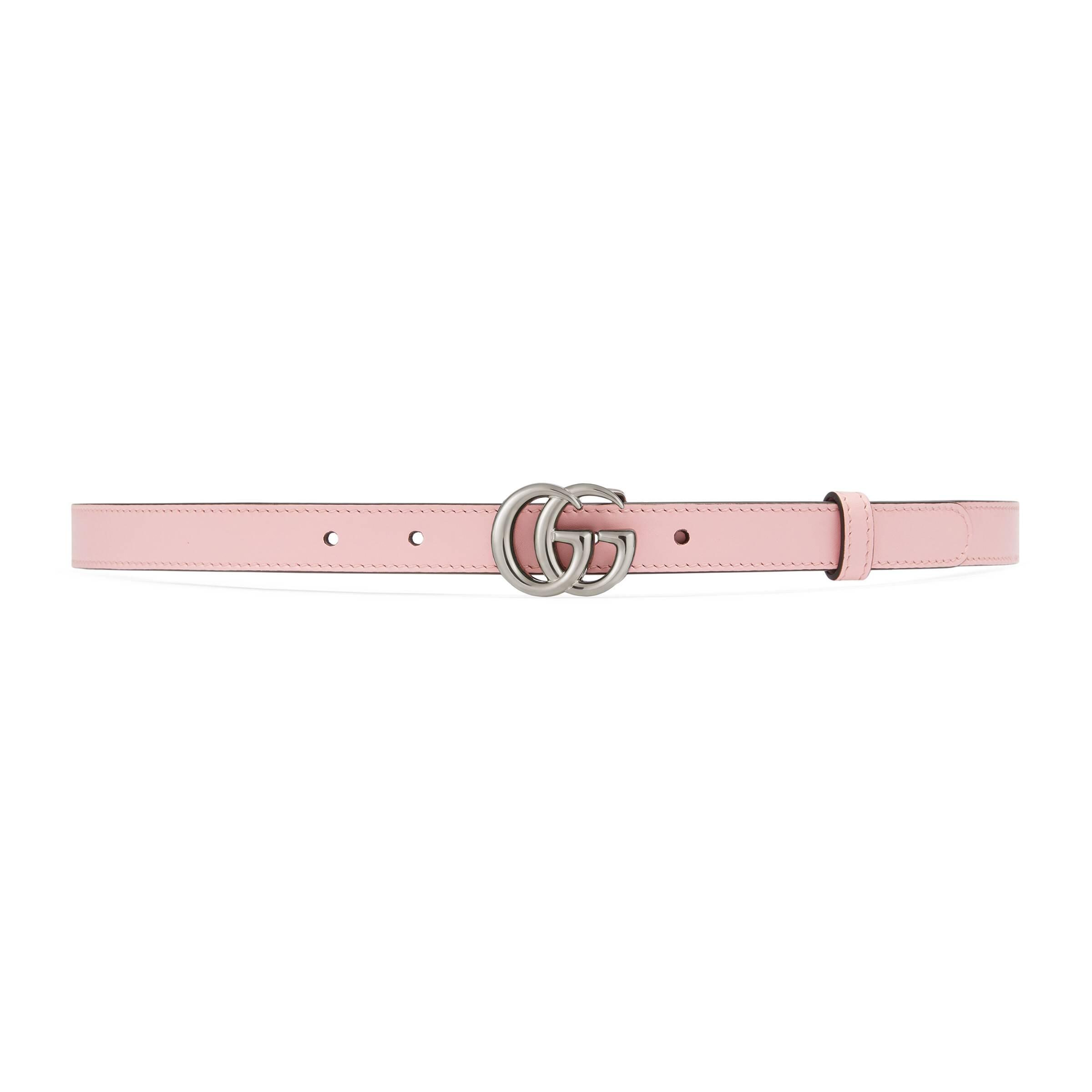Gucci Leather Belt With Double G Buckle In Pink