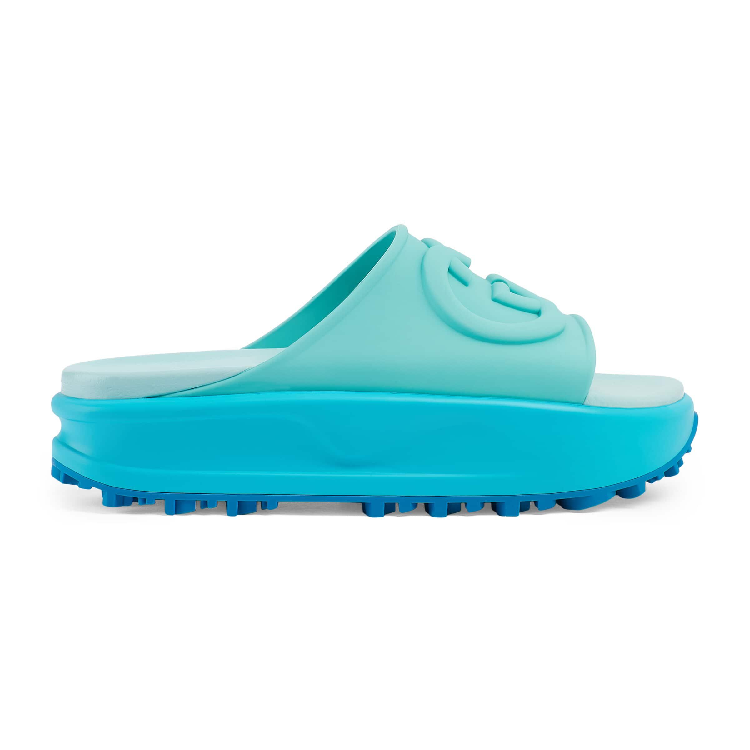 Gucci Slide Sandal With Interlocking G in Blue | Lyst