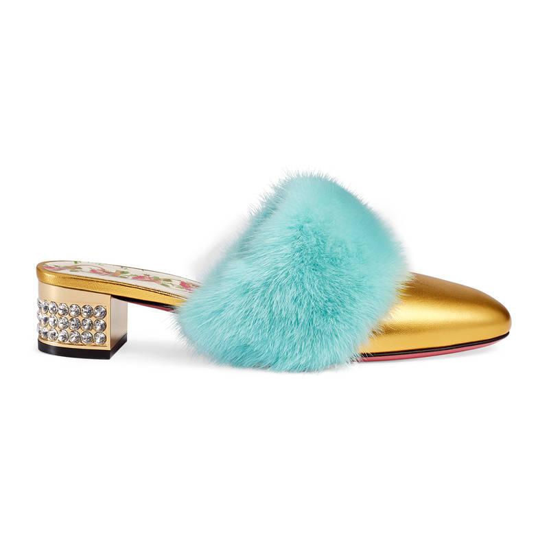 gucci mink slides