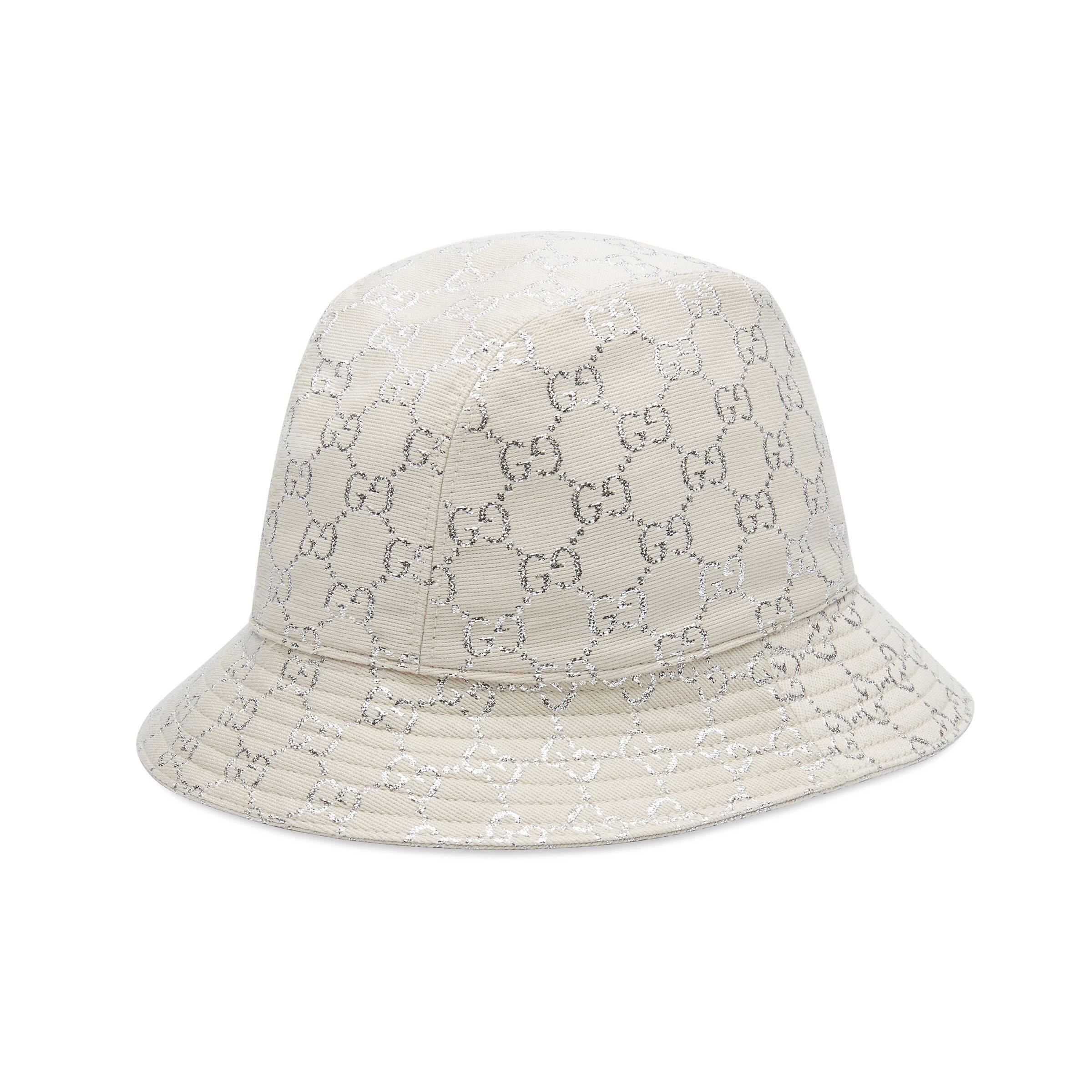 Gucci Synthetic GG Lamé Bucket Hat in White Lyst