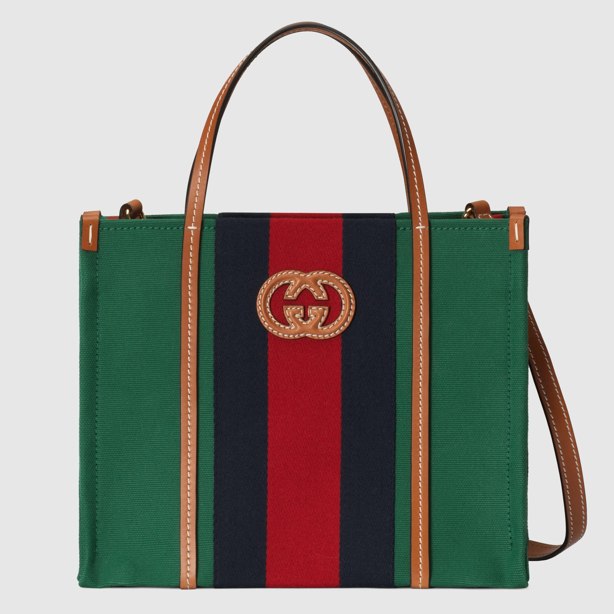 Gucci インターロッキングg スモール トートバッグ, グリーン