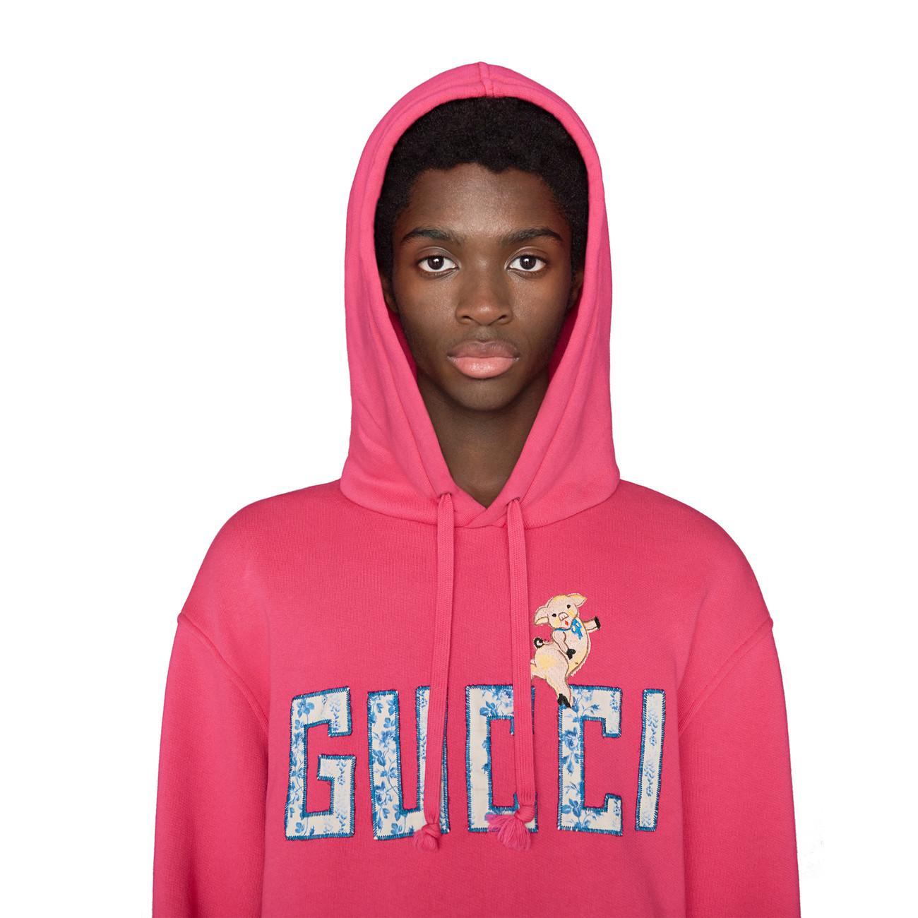 Gucci Piglet Long Sleeve Hooded Sweatshirt in Pink for Men | Lyst
