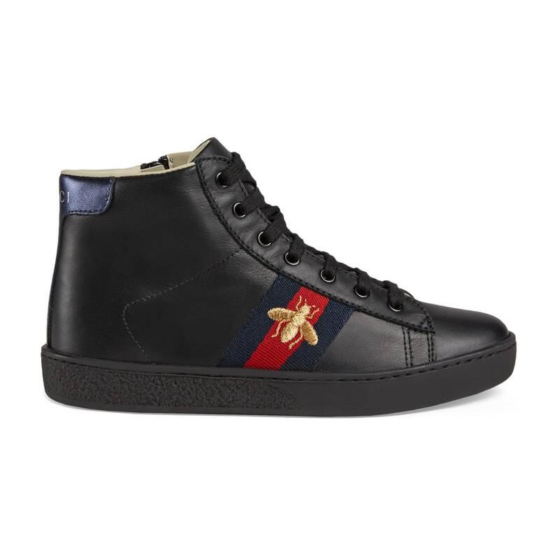 Gucci Leather Ace High-top Sneakers in Black Leather (Black) for Men - Lyst
