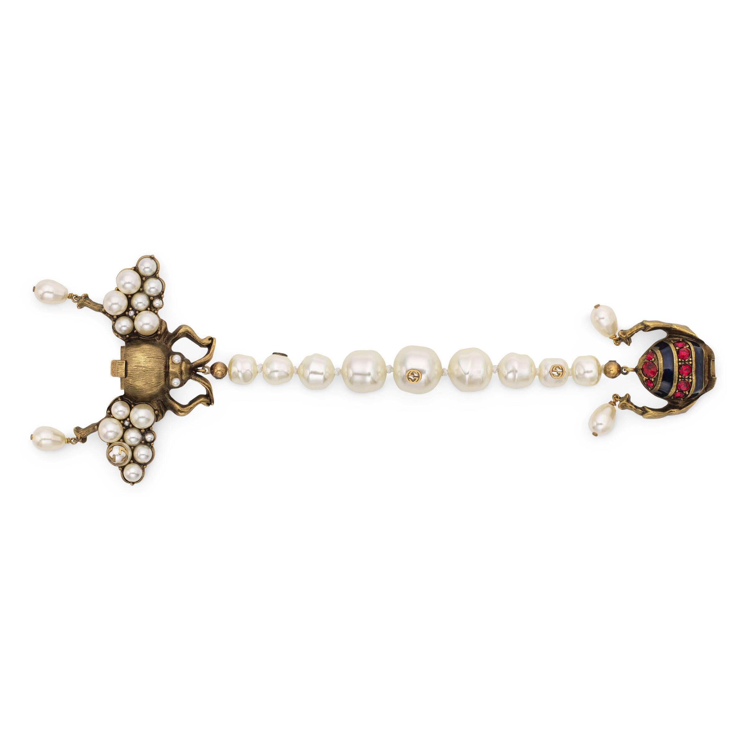 Gucci Bee Bracelet With Crystals And Pearls in Metallic - Lyst