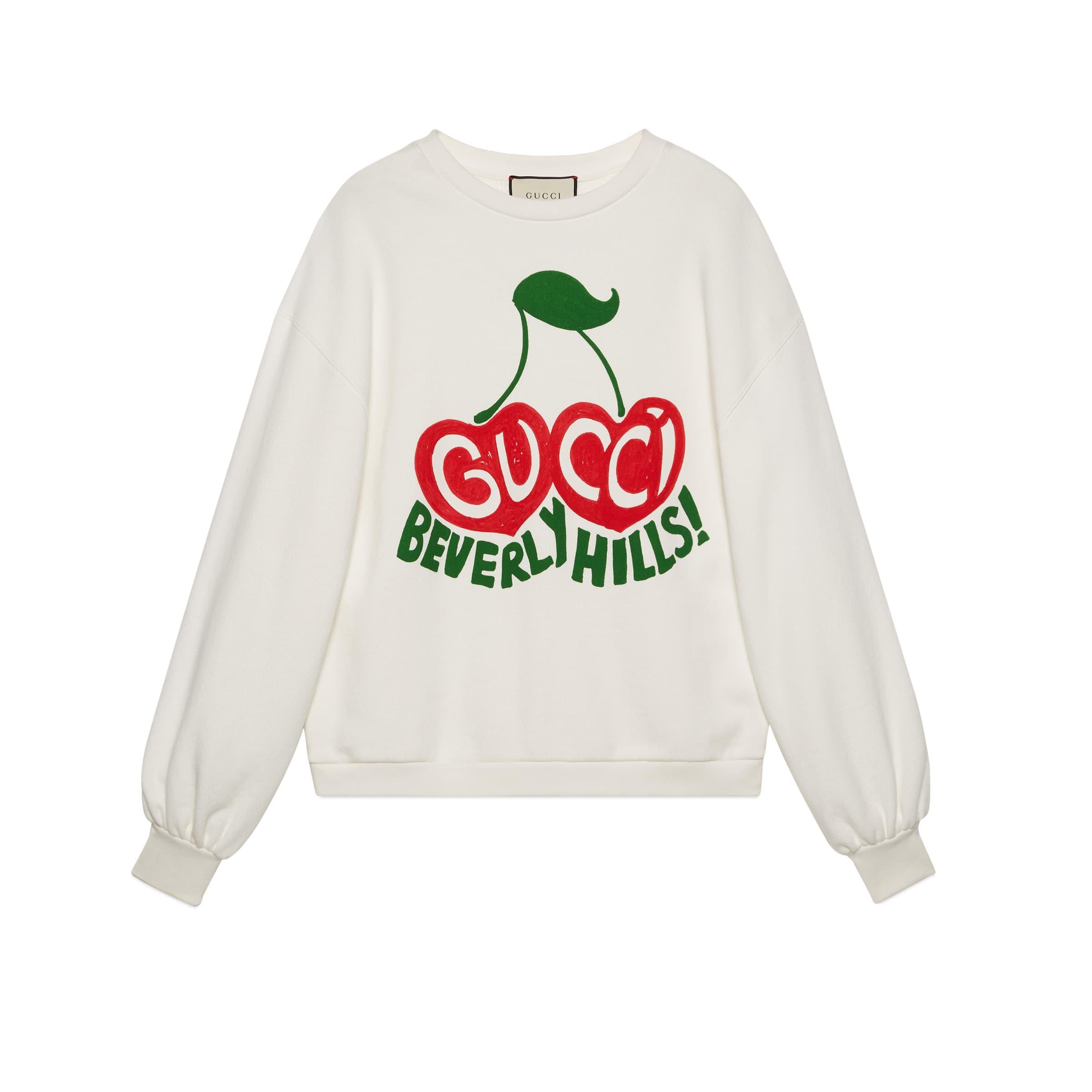 Gucci "beverly Hills" Cherry Print Sweatshirt in White | Lyst