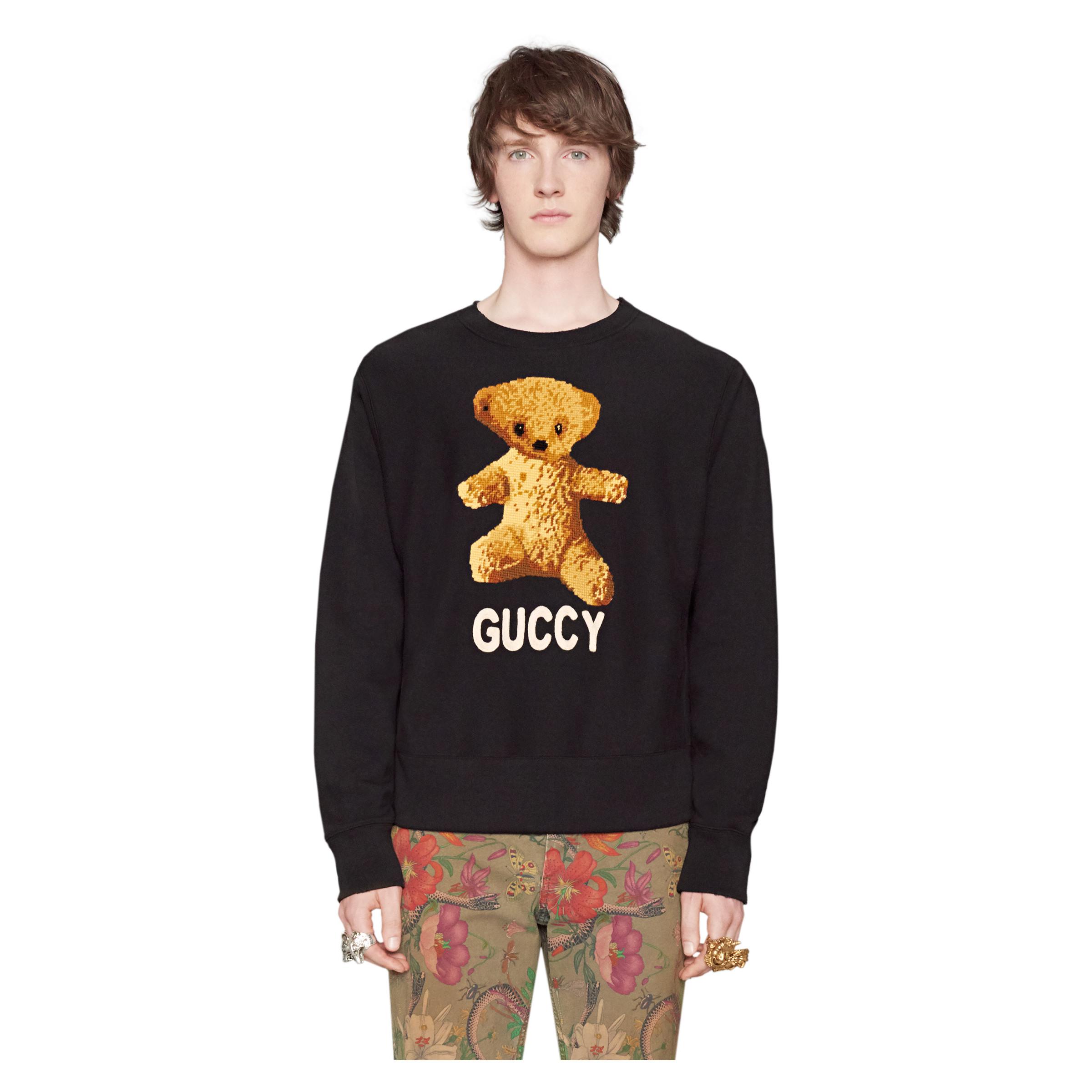 Gucci Cotton Sweatshirt With Teddy Bear in Black for Men Lyst UK