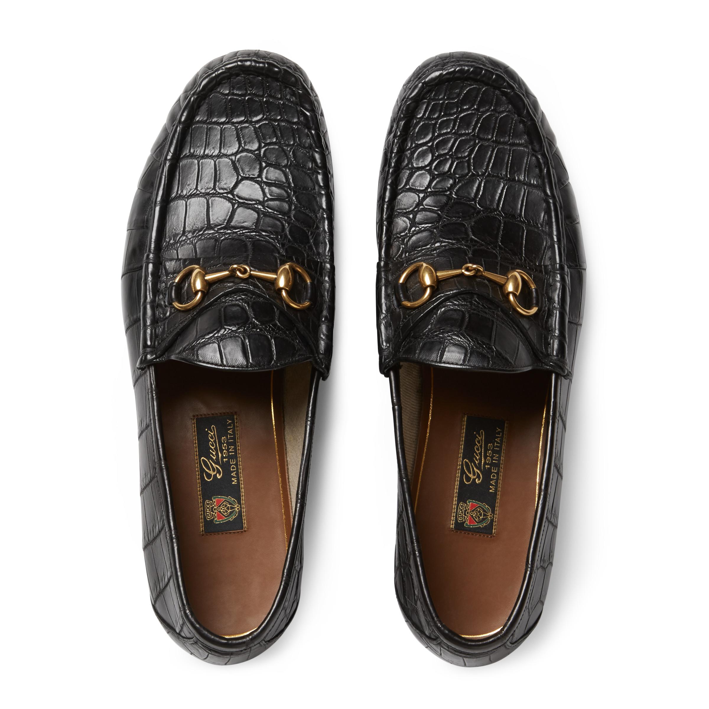 Gucci 1953 Horsebit Crocodile Loafer in Black for Men | Lyst UK