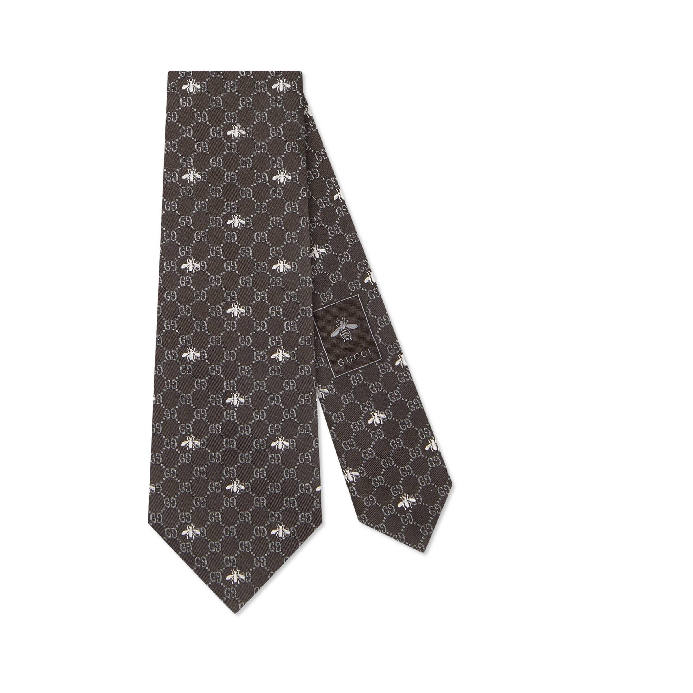Gucci GG Bees Silk Tie in Black for Men Lyst