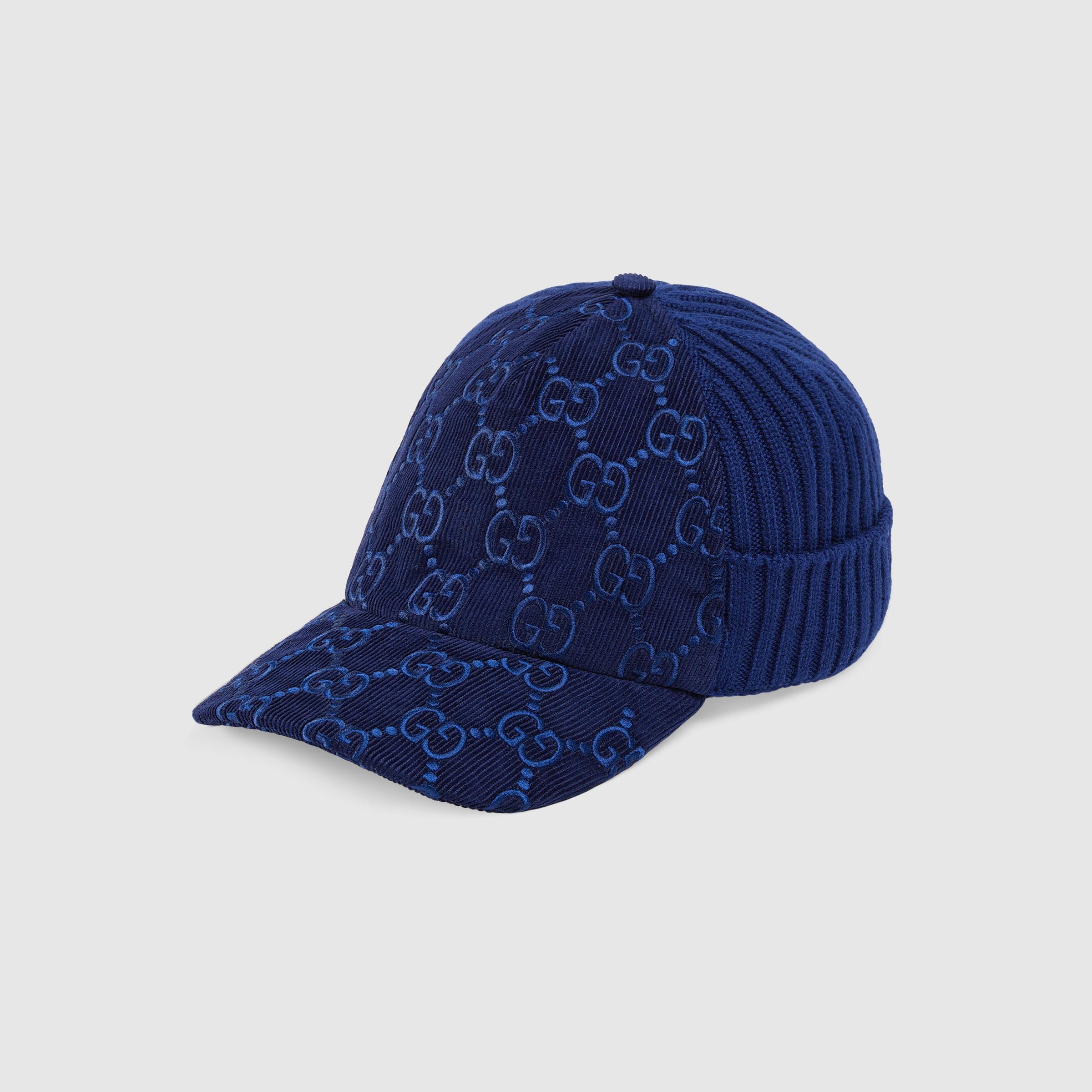 Casquette GG En Velours Côtelé Gucci pour homme en coloris Bleu Lyst
