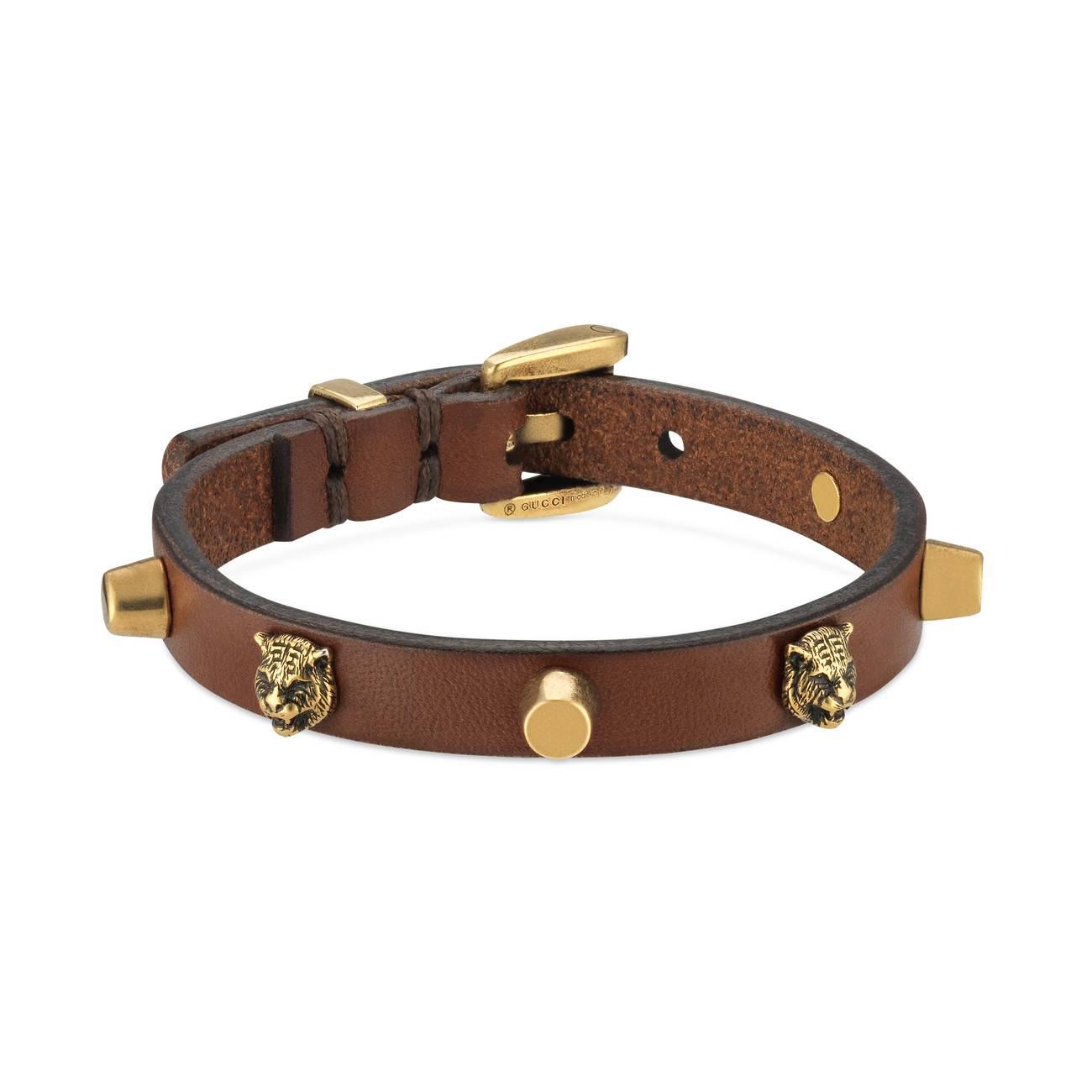 Gucci brown leather bracelet Clearance