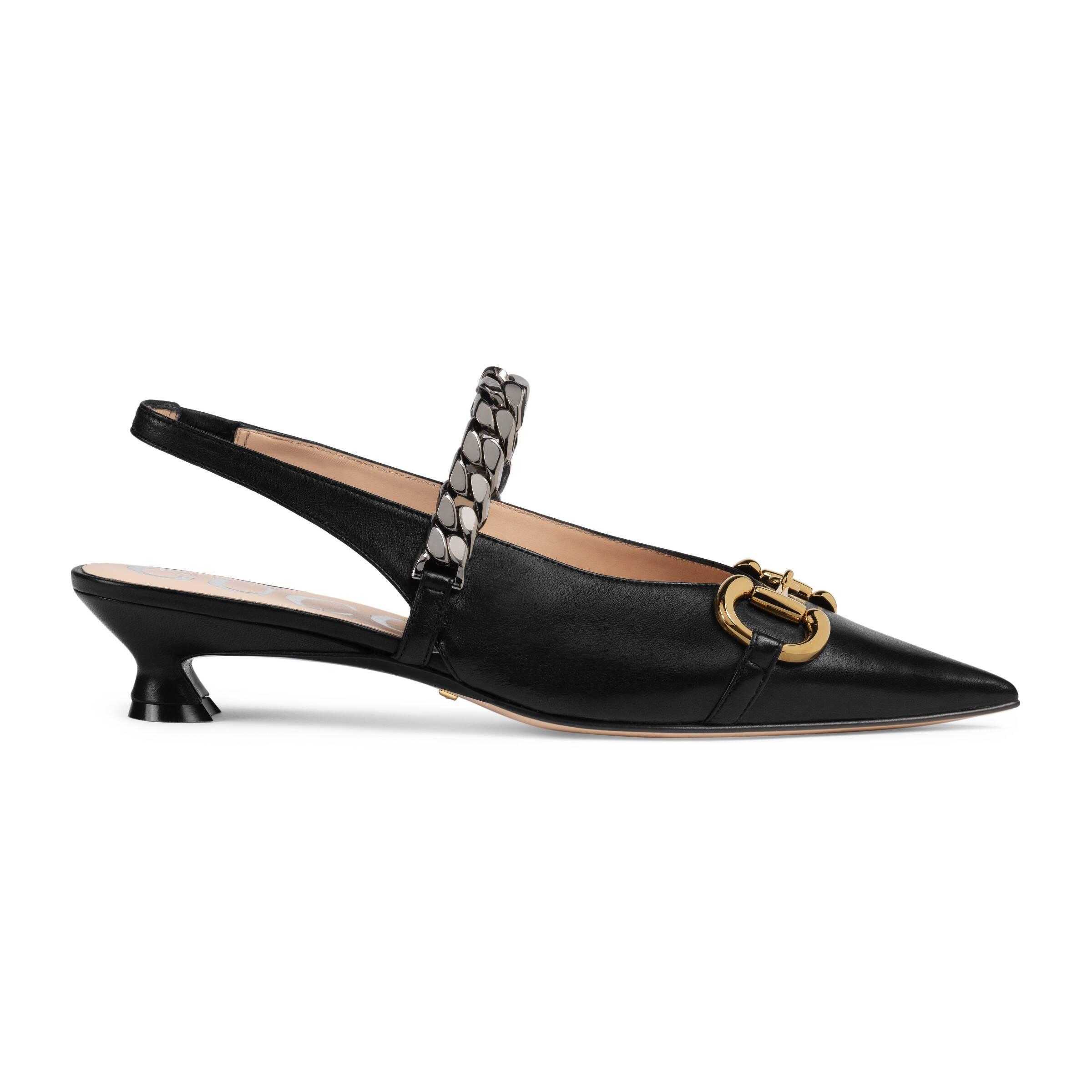 Gucci Leather Pump With Horsebit in Black | Lyst