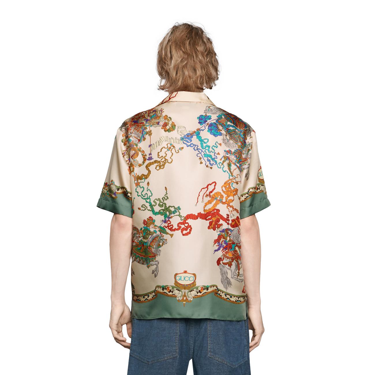 Gucci Silk Bowling Shirt With Jousting Print for Men | Lyst