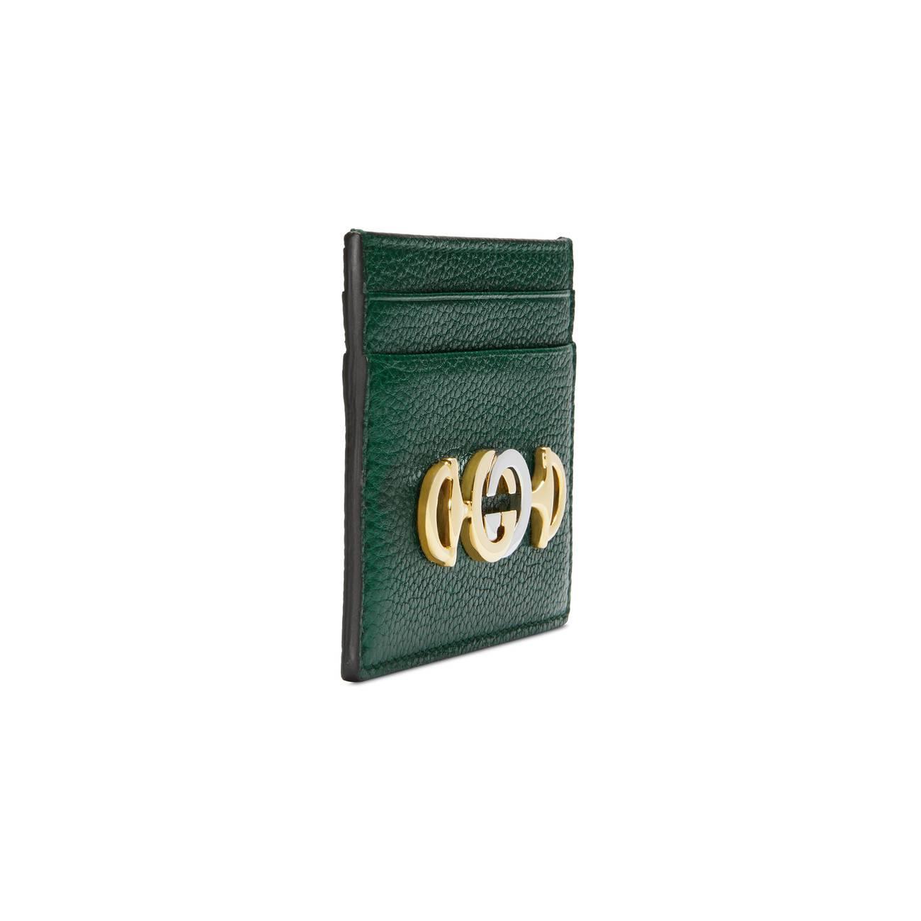 Gucci Gray Zumi Grainy Card Case Wallet