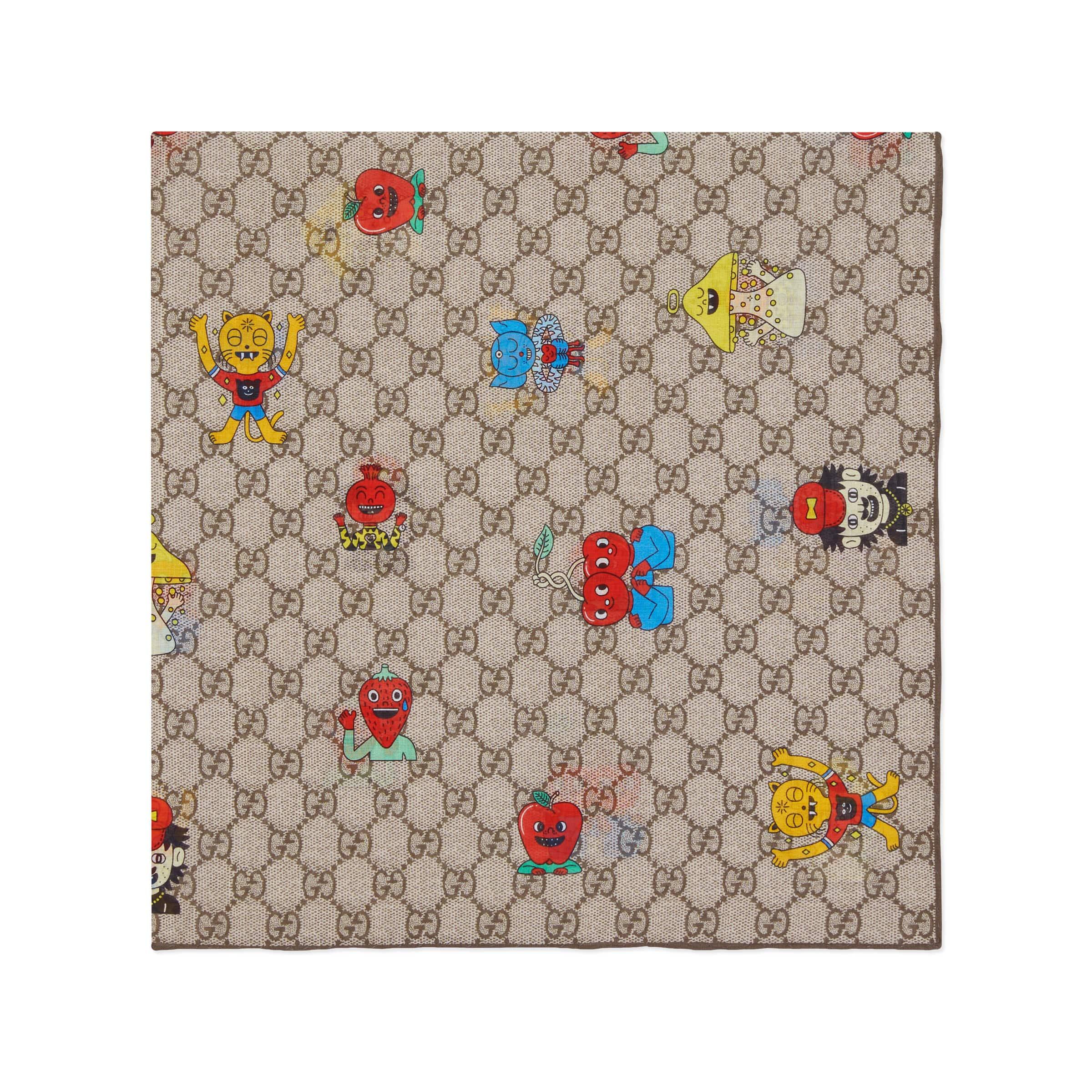 Gucci GG Emoji Print Cotton Scarf in Natural for Men | Lyst