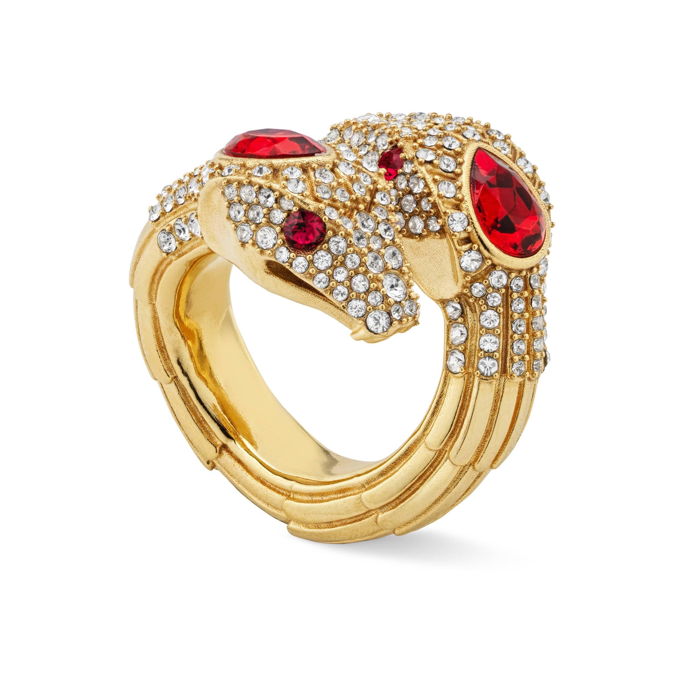 Gucci Snake Ring With Crystals in Metallic | Lyst
