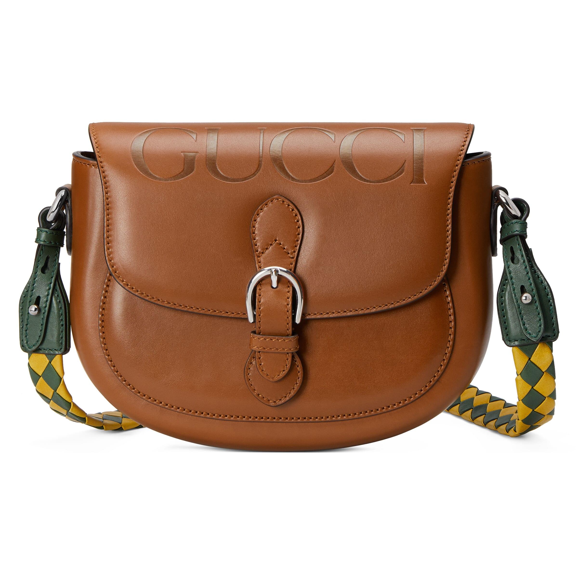 Gucci Small Shoulder Bag With Logo in Brown | Lyst