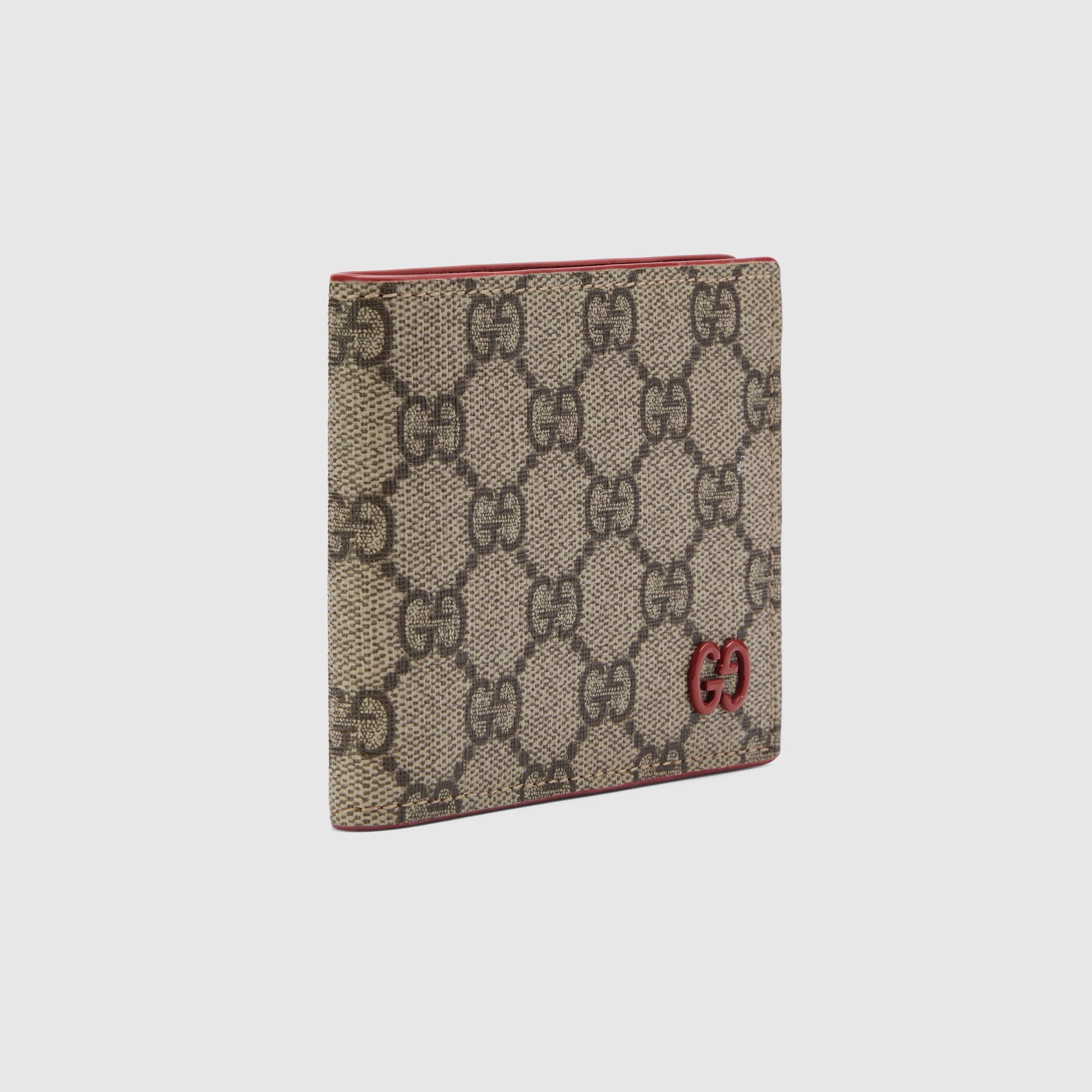 GUCCI WOMEN GG Supreme Coated Canvas Leather Trim Bifold Wallet