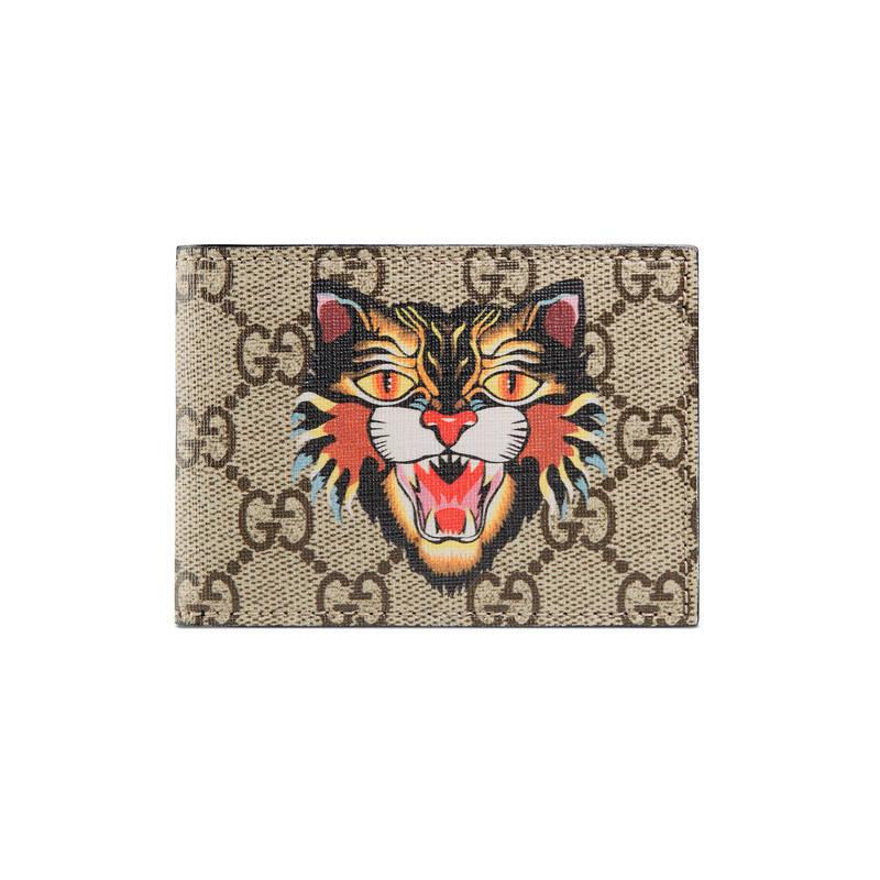 nål interferens smugling Gucci Canvas Angry Cat Print Gg Supreme Wallet in Beige (Natural) for Men -  Lyst