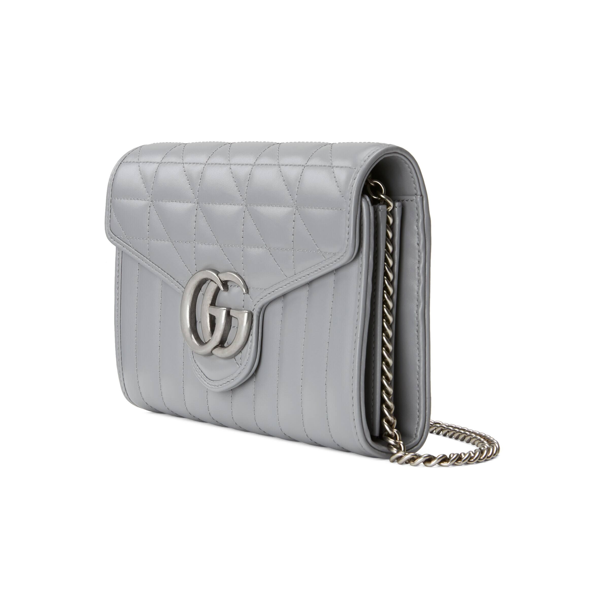 Gucci Leather GG Marmont Matelassé Mini Bag in Grey (Gray) | Lyst