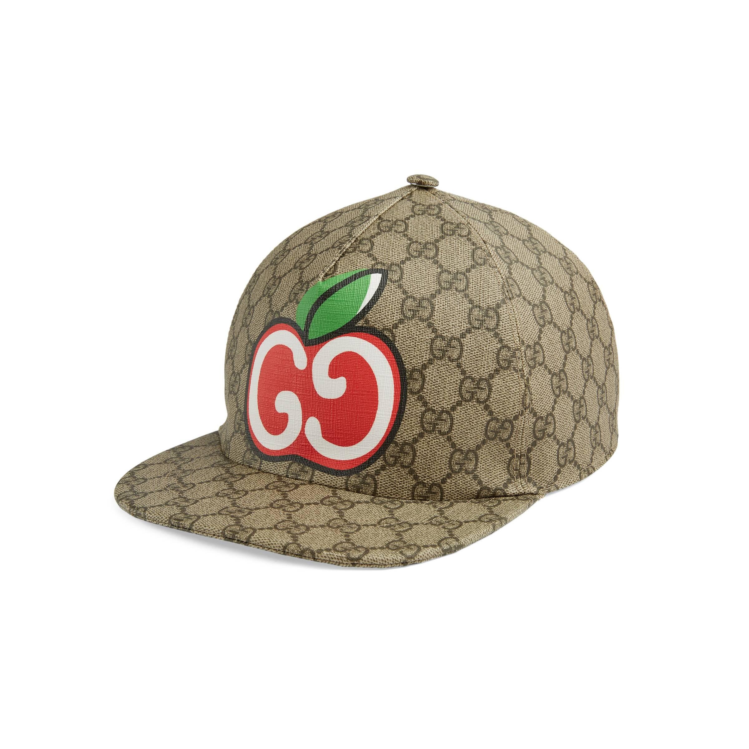 Gucci Canvas Baseball Hat With GG Apple Print in Natural | Lyst