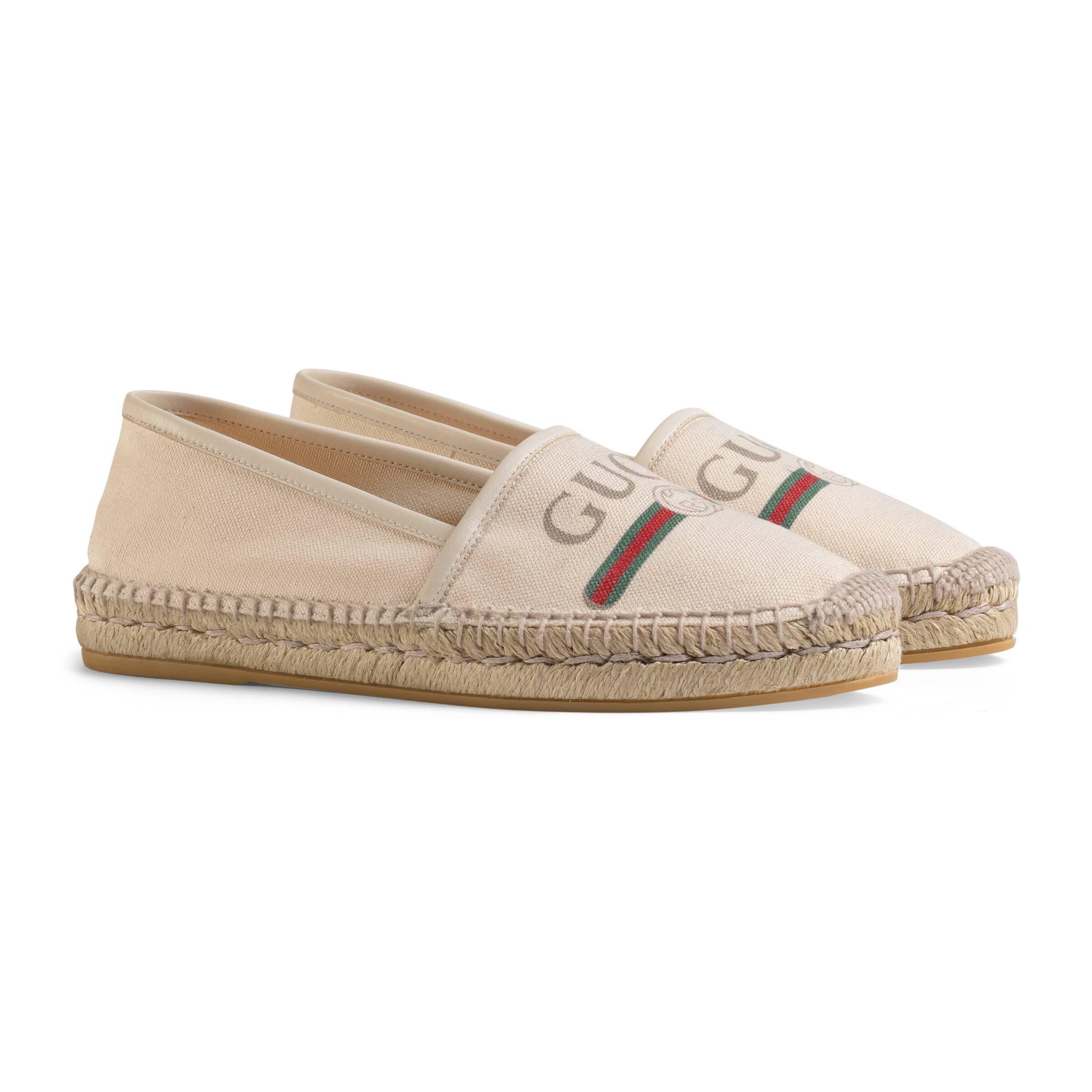 Gucci Print Canvas Espadrille in White - Lyst