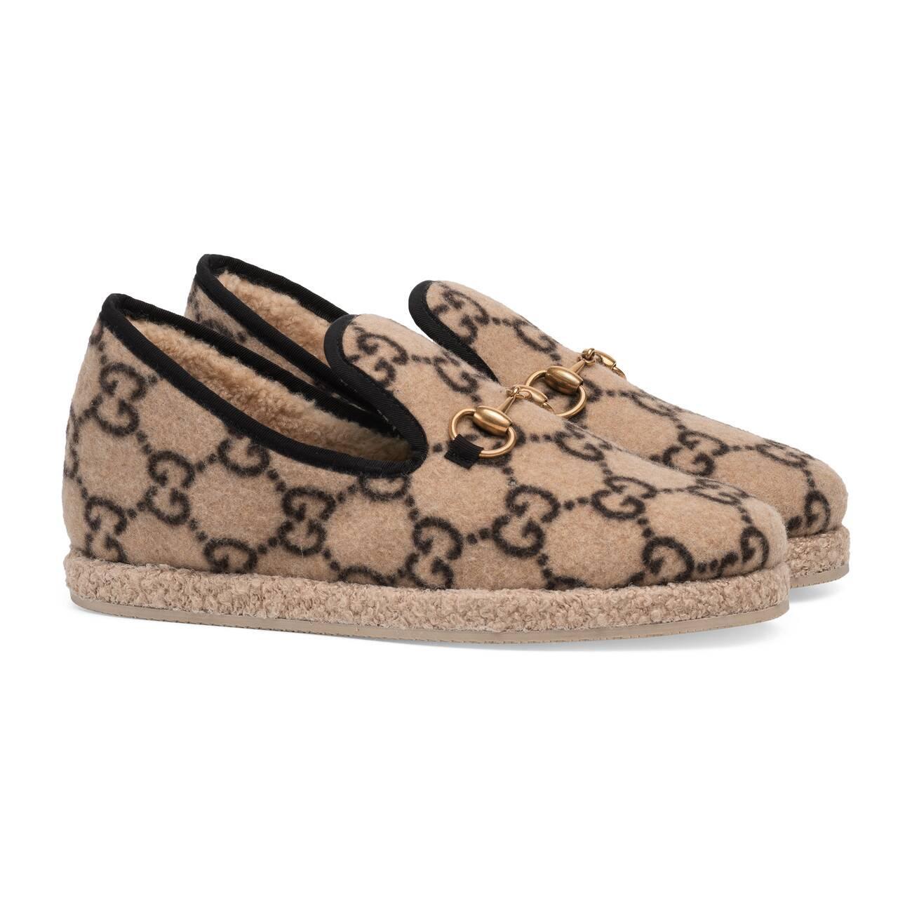 Gucci GG Wool Loafers In Beige in Natural Lyst