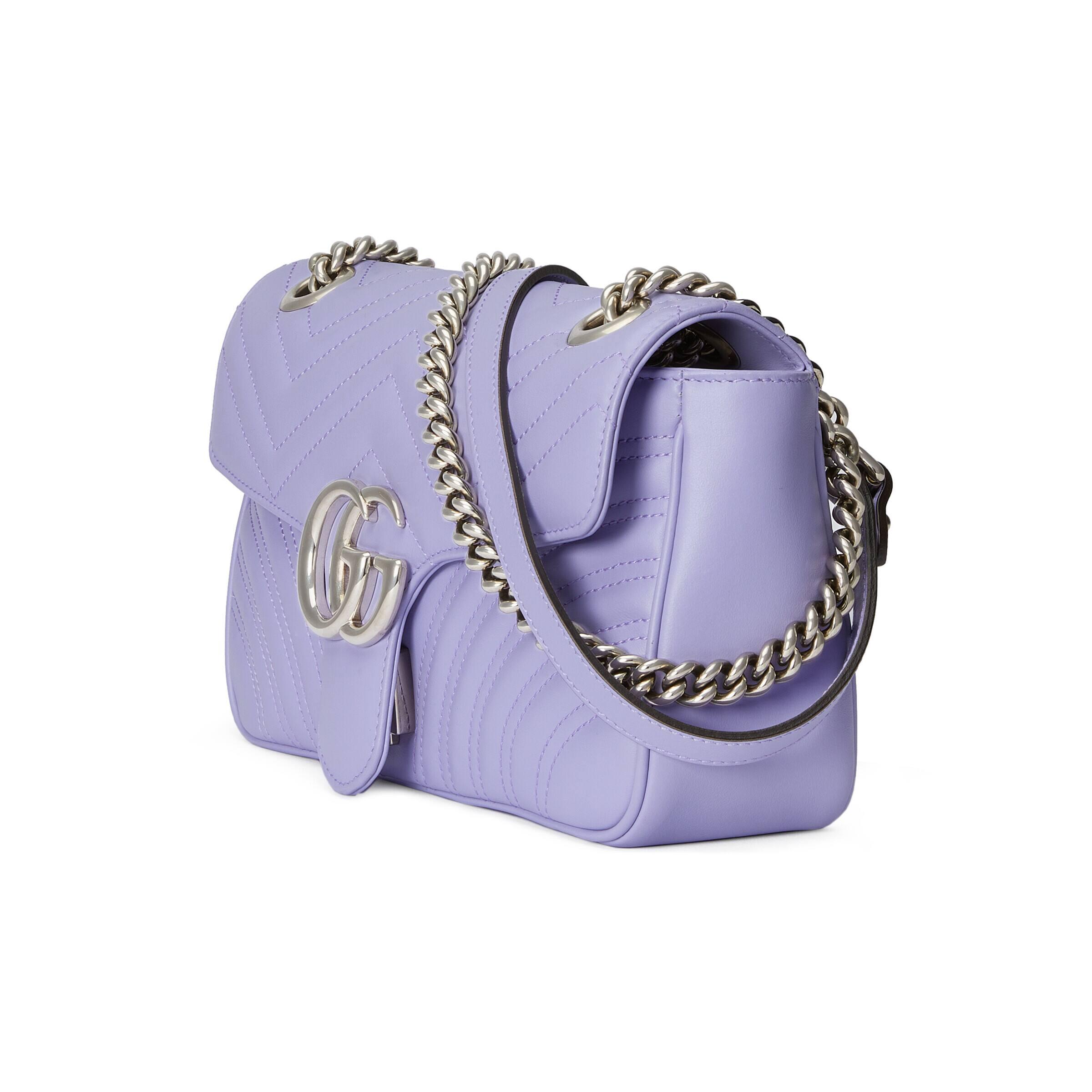 GG Marmont Small Leather Shoulder Bag in Purple - Gucci