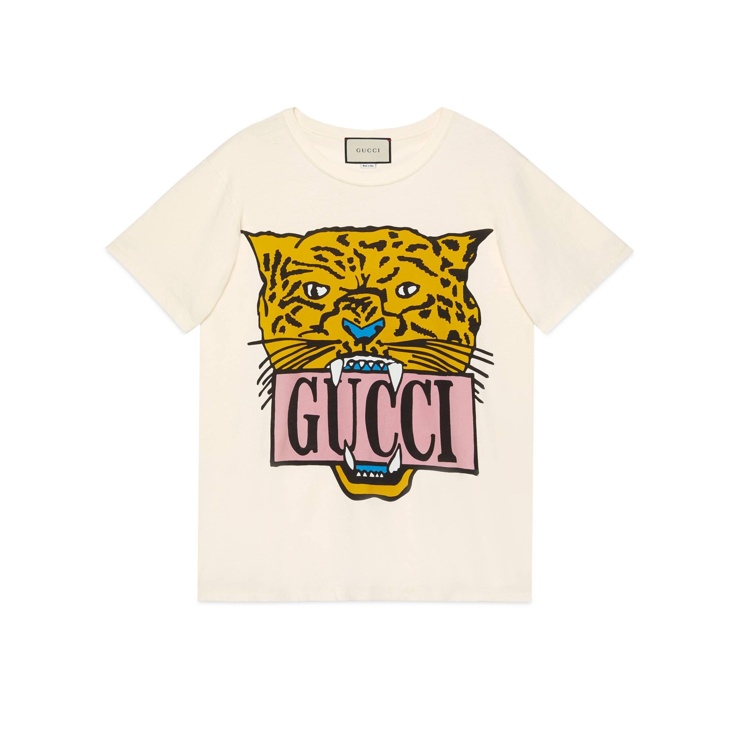 Camiseta Extragrande Algodón Tigre Gucci de color Blanco | Lyst
