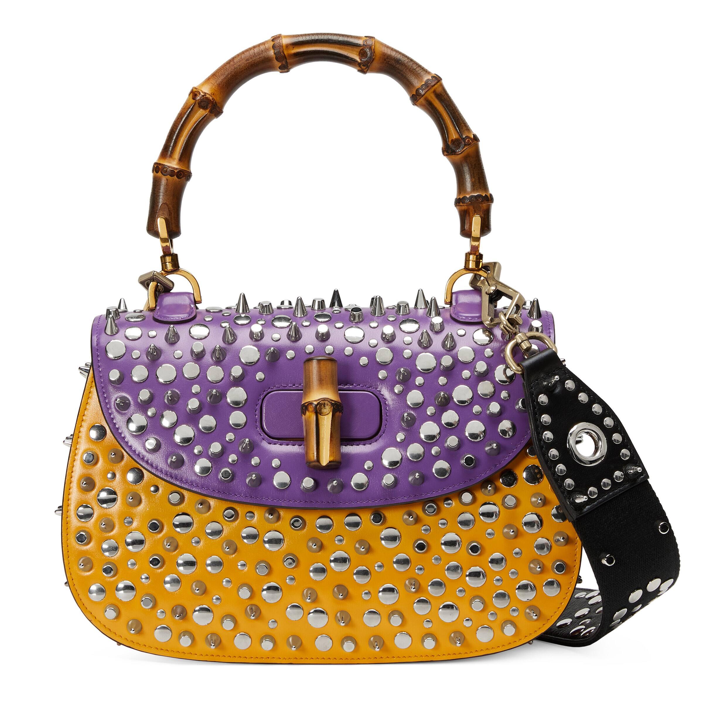 Gucci, Bags, Gucci Purple Bamboo Croisette Leather Shoulder Bag