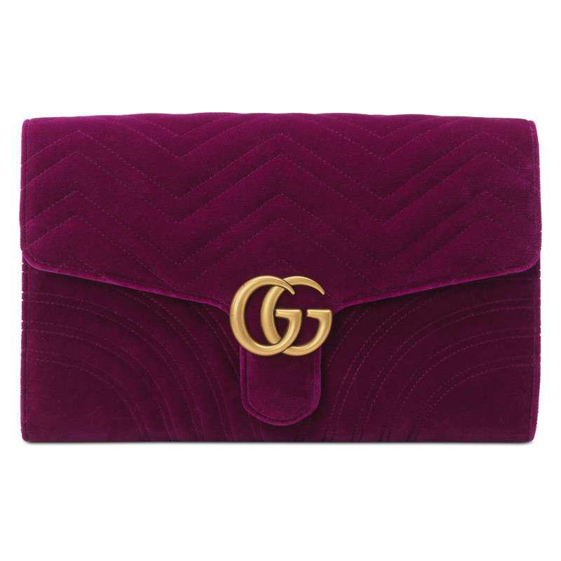 Gucci GG Marmont Velvet Clutch in Purple | Lyst
