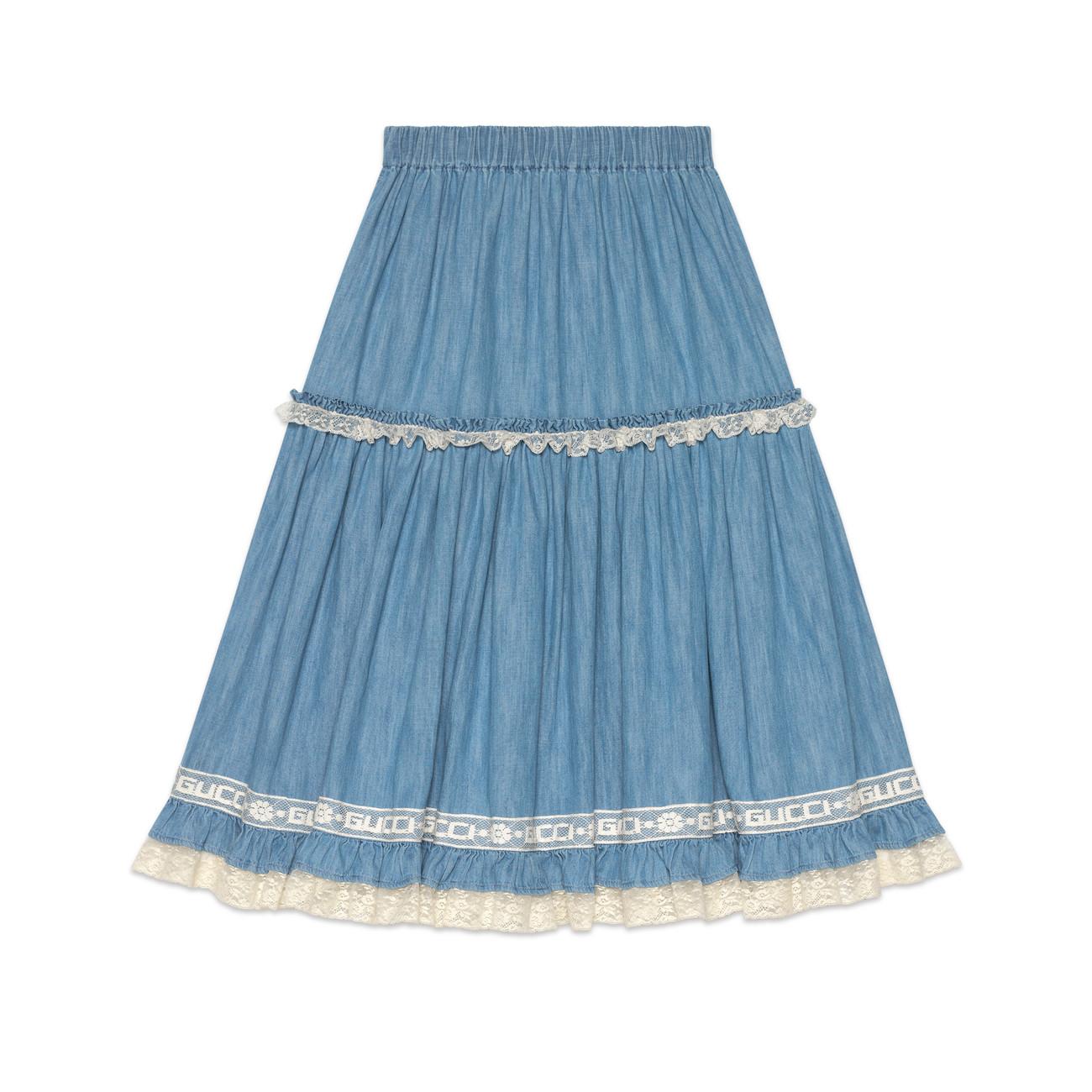 denim and lace skirt