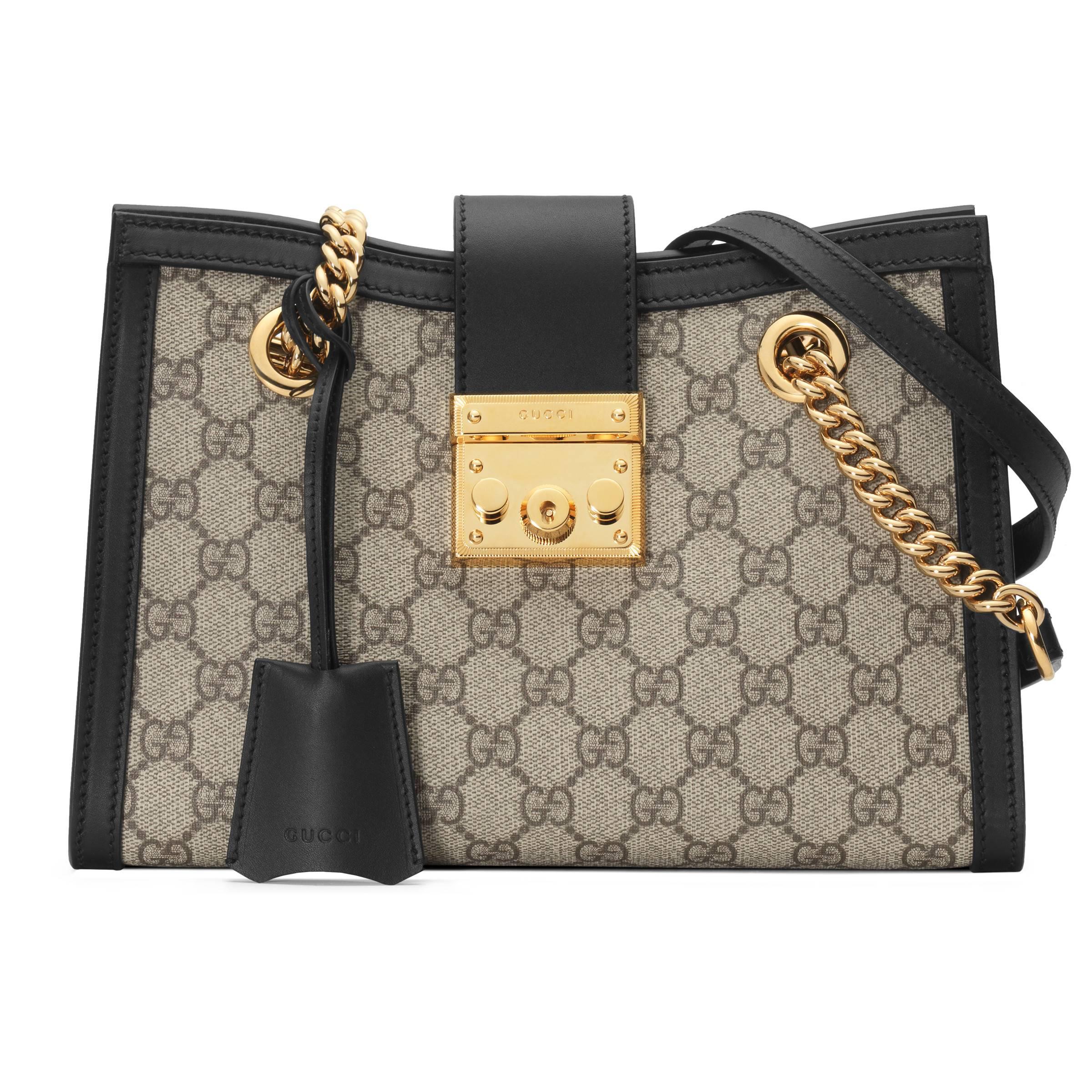  Gucci  Canvas Padlock  Small  GG Shoulder Bag in Beige 