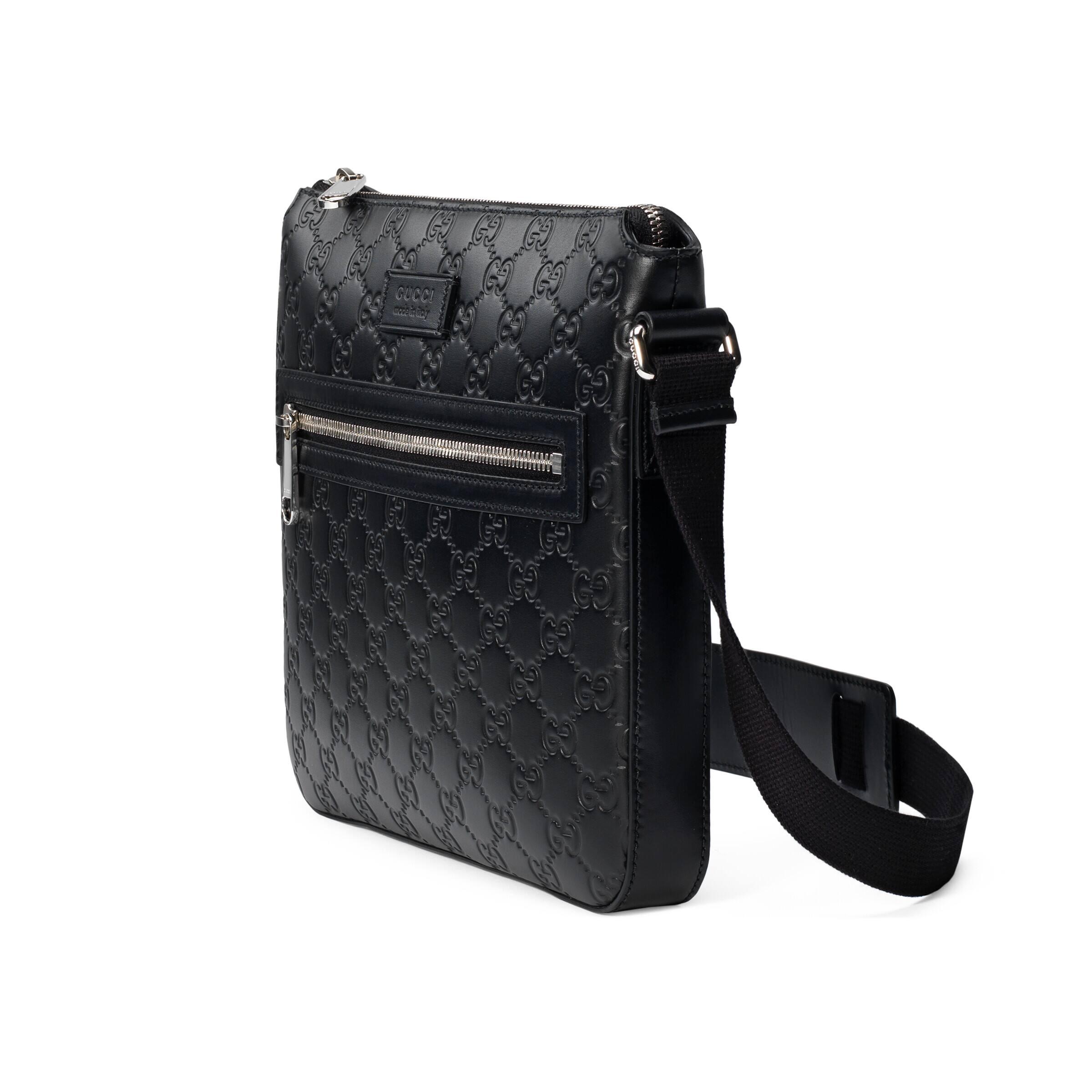 gucci black signature messenger bolsa