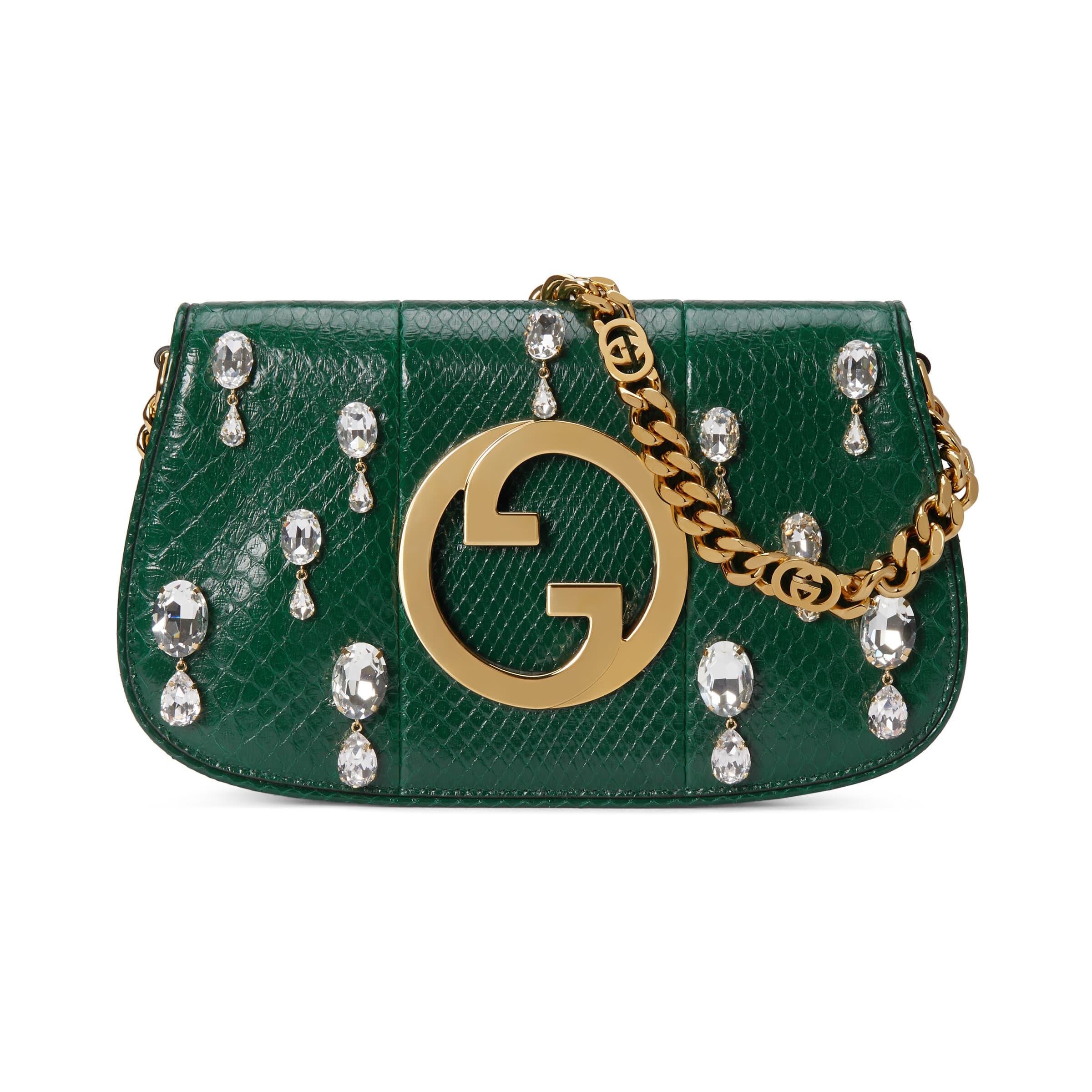 Gucci Nojum Blondie Python Shoulder Bag in Green | Lyst