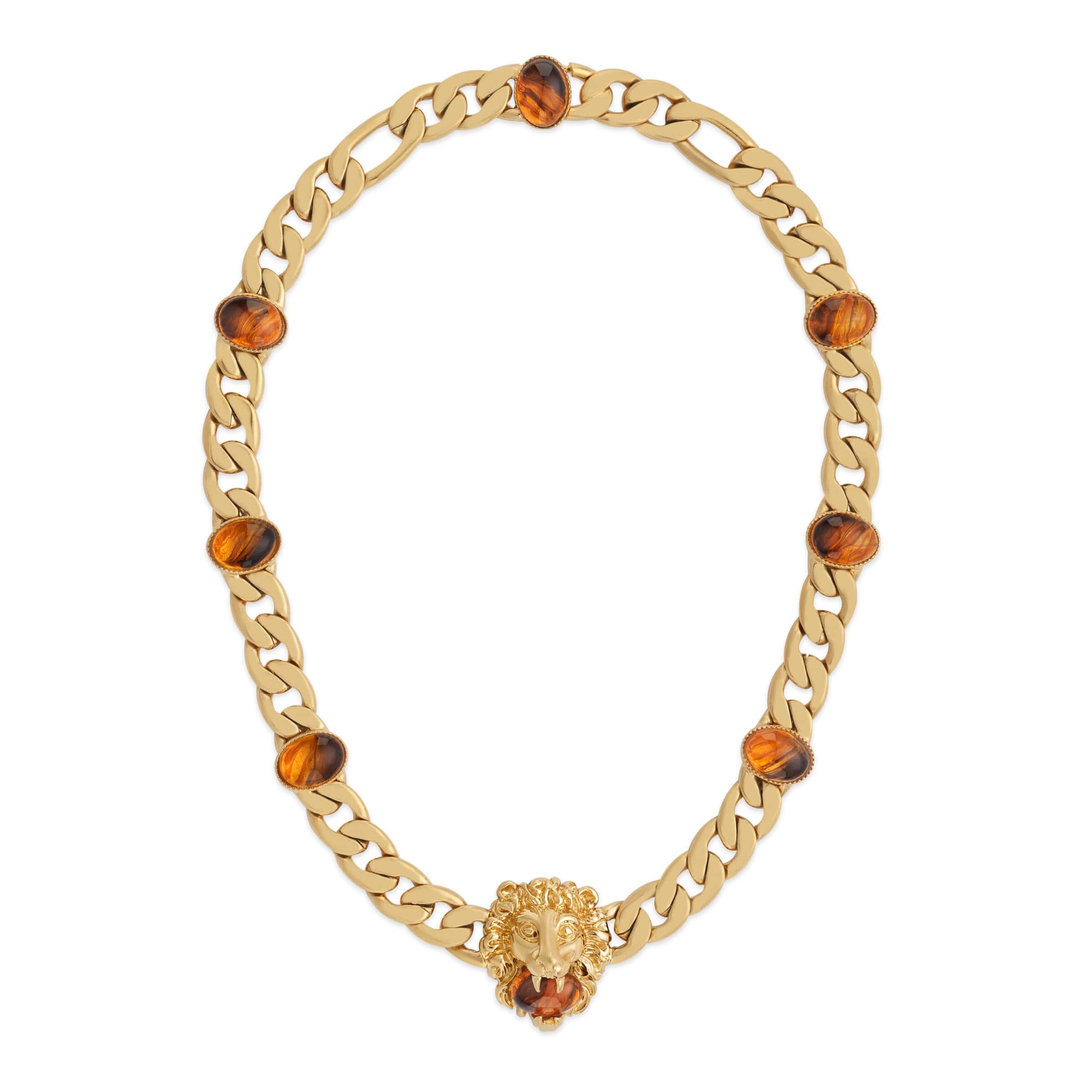 Lion head necklace gucci Clearance