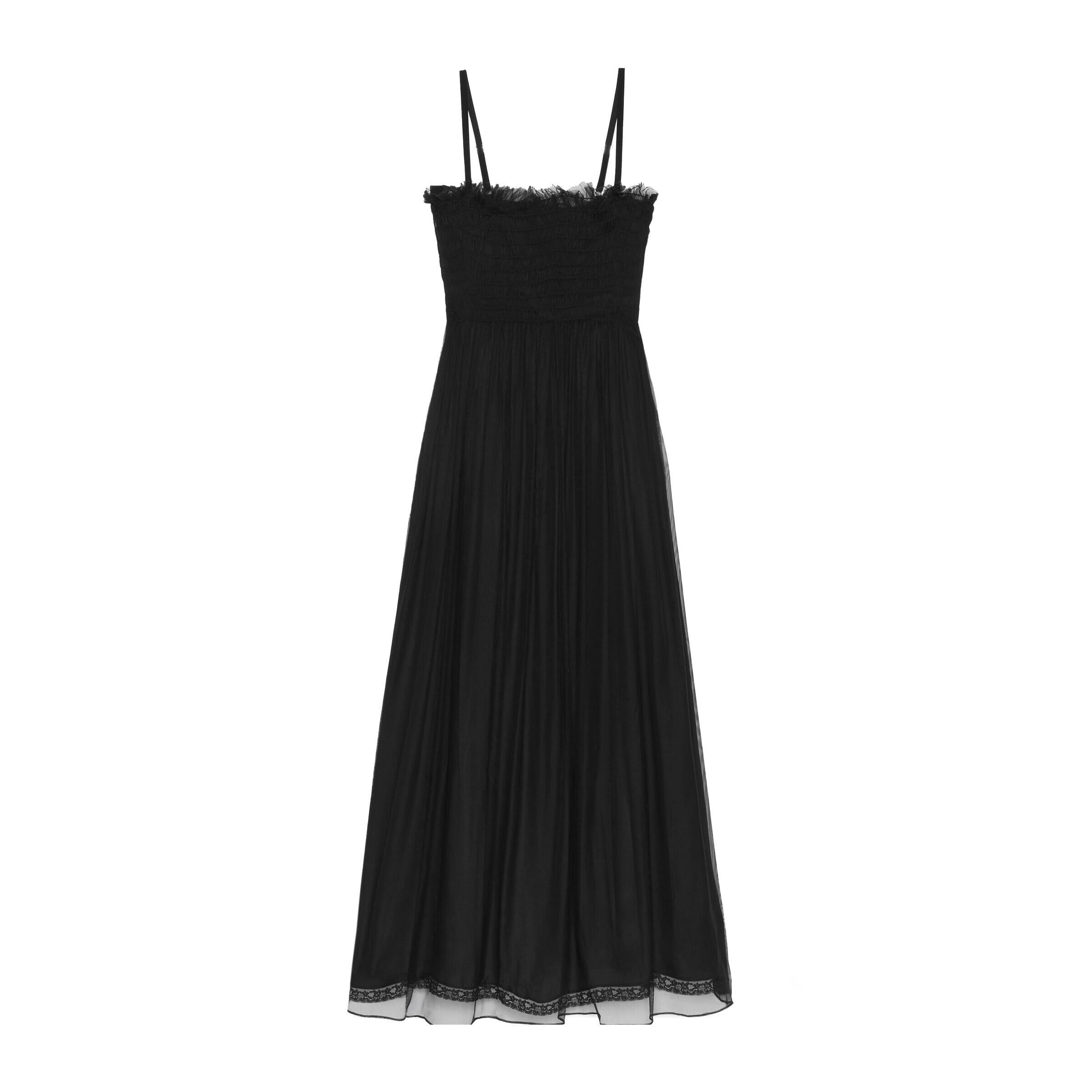 Gucci Silk Embroidered Dress in Black | Lyst