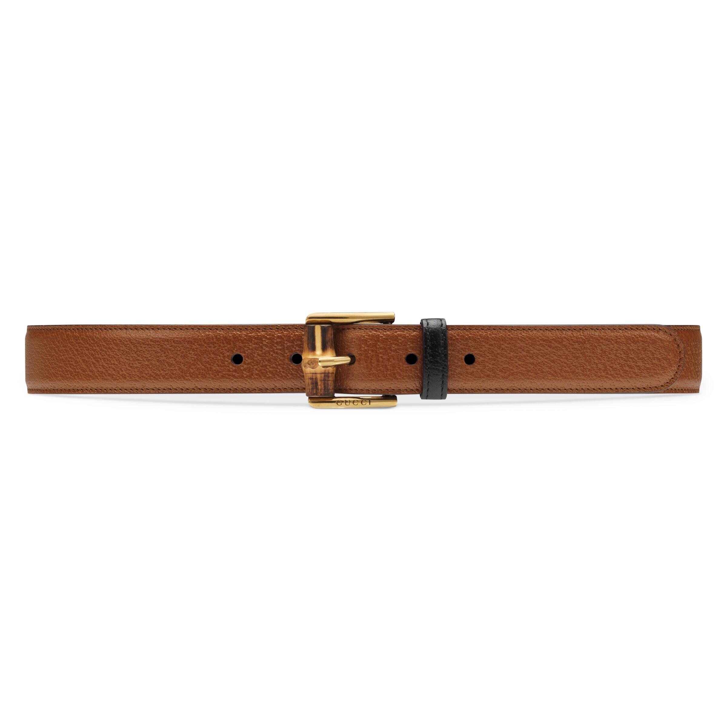 Gucci Leather Belt With Bamboo Buckle in Brown Lyst