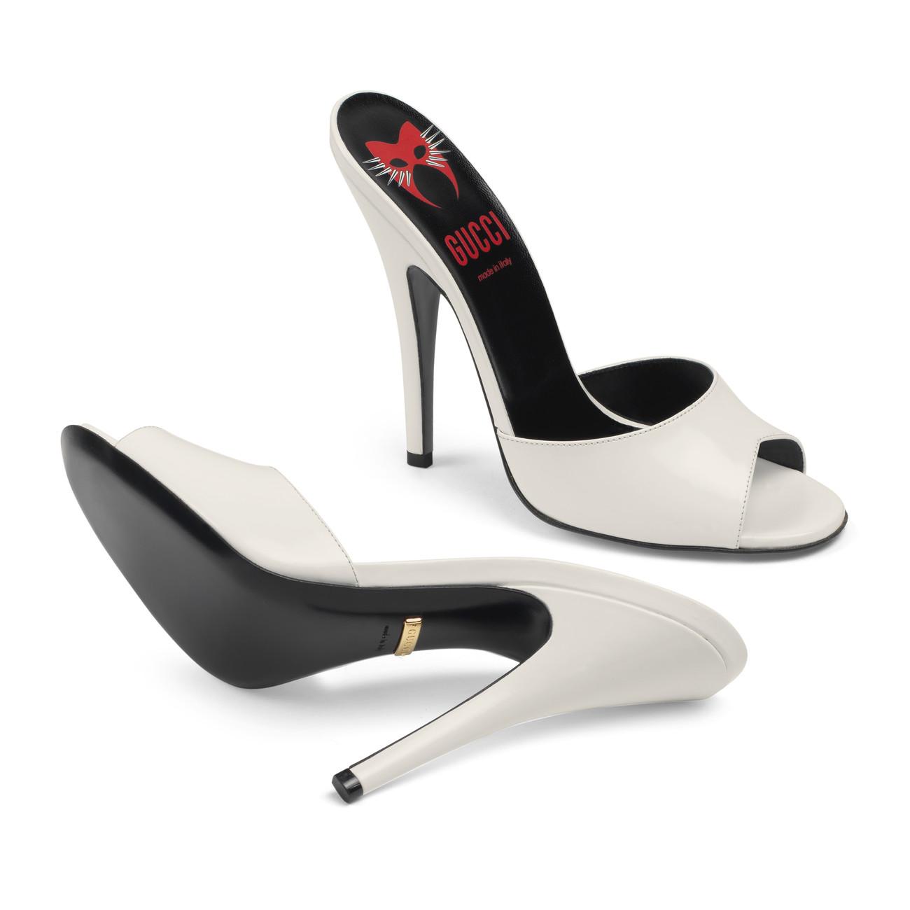 donker Regulatie pastel Gucci Leather High-heel Slide in White | Lyst