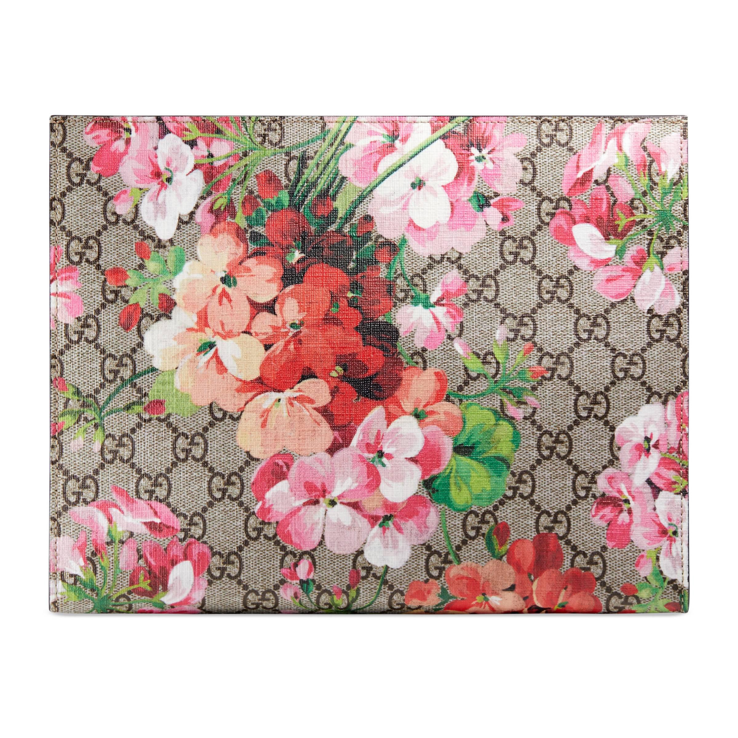 GUCCI GG Supreme Monogram Blooms Large Cosmetic Case Beige Multicolor Dry  Rose 231437