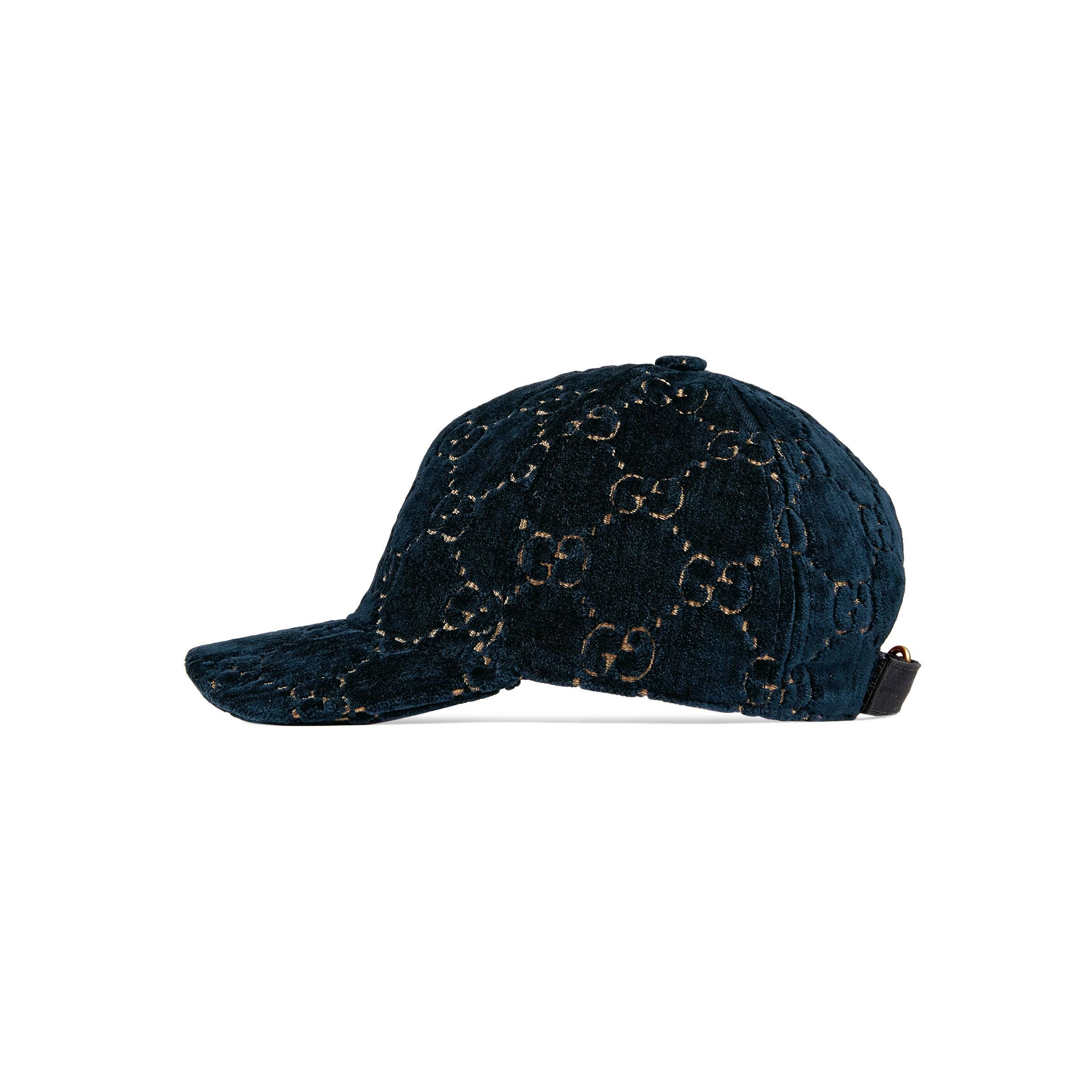 Gucci GG Velvet Baseball Cap in Blue - Lyst