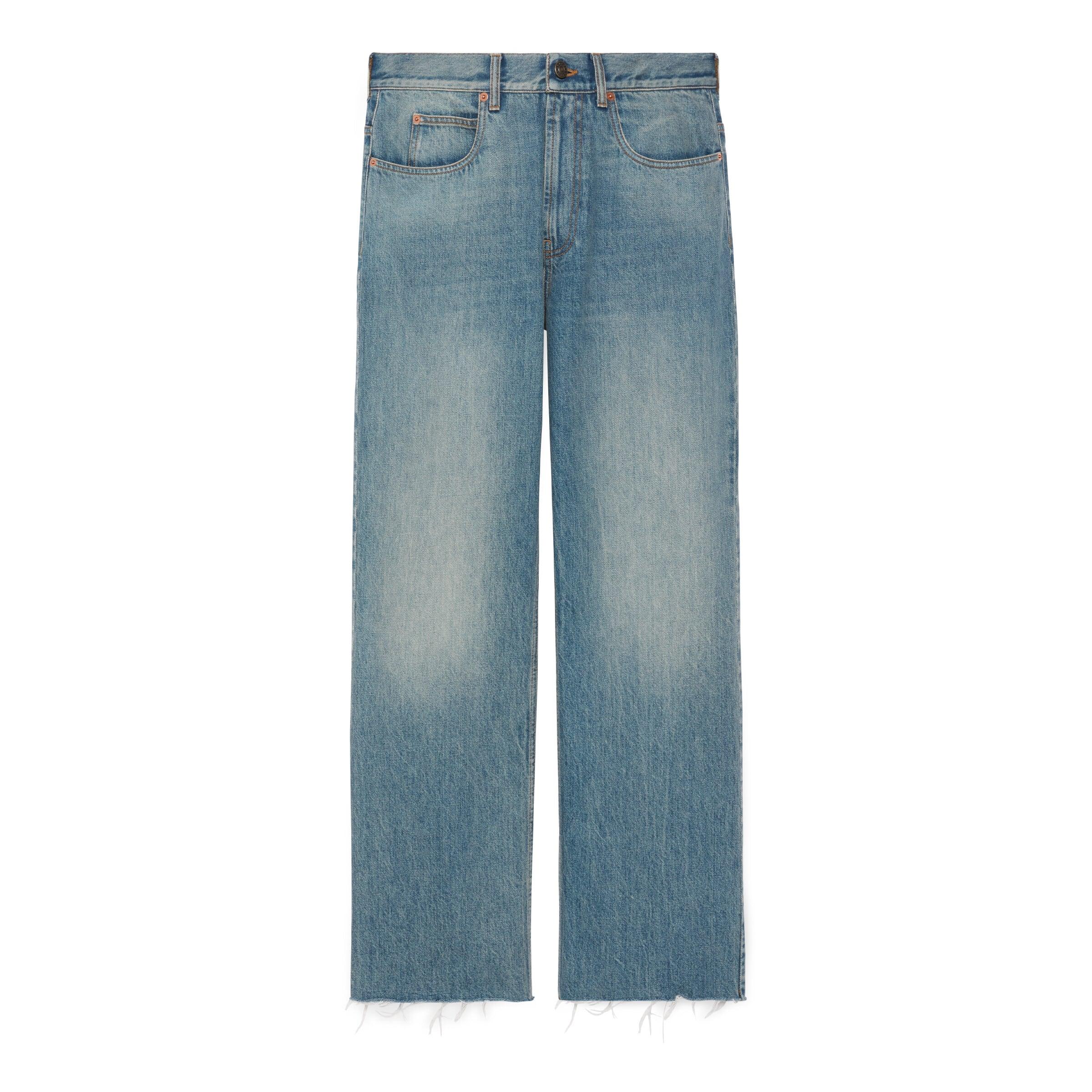 Gucci Baggy Stonewashed Denim Trouser in Blue for Men | Lyst