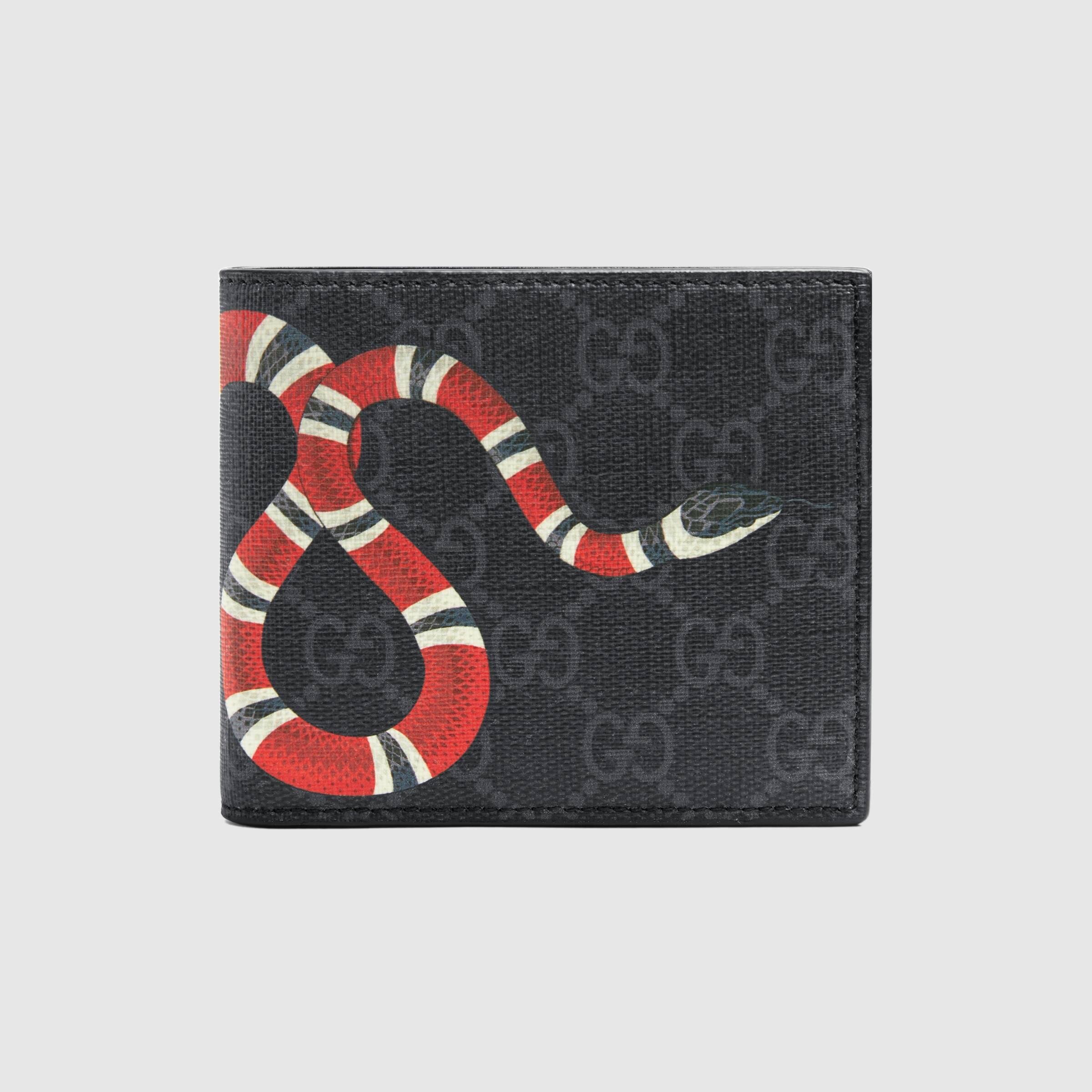 Gucci Leather Kingsnake Print GG Supreme Wallet in Black for Men - Save 26% - Lyst