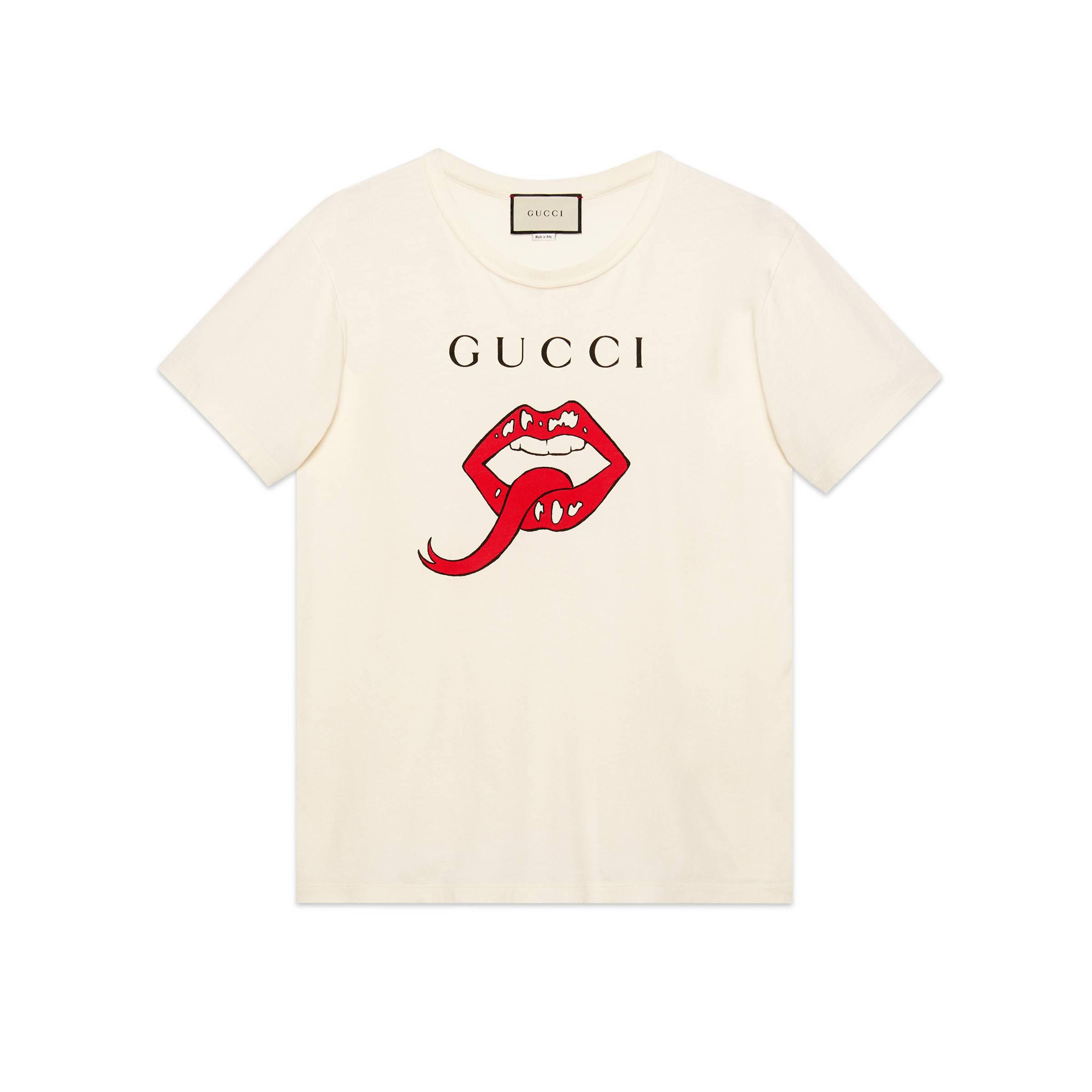 Gucci Cotton Oversize T-shirt With Mouth in White for Men | Lyst Australia