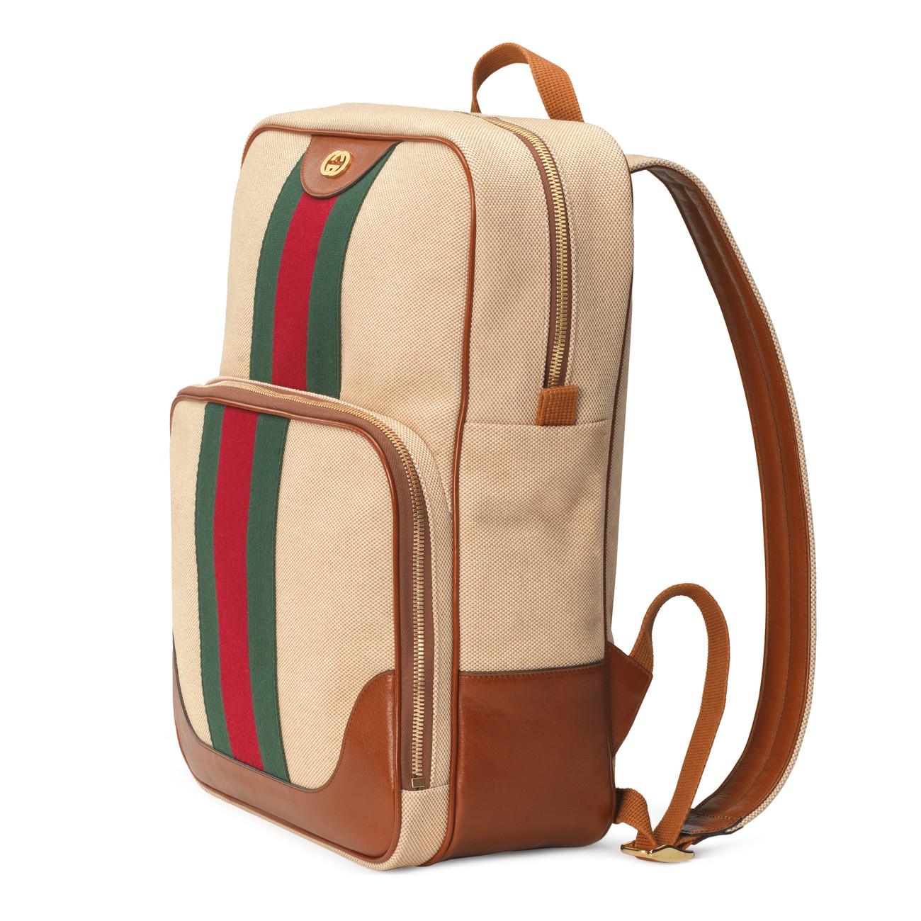 Gucci Vintage Canvas Backpack in Green for Men - Lyst