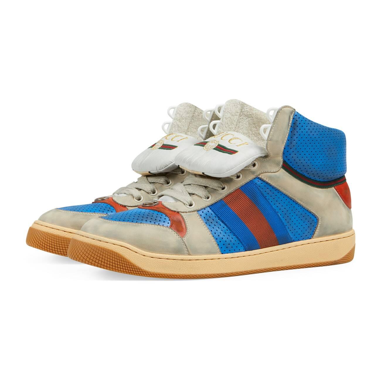 Gucci Leather Men's Screener High-top Sneakers in Blue for Men - Lyst