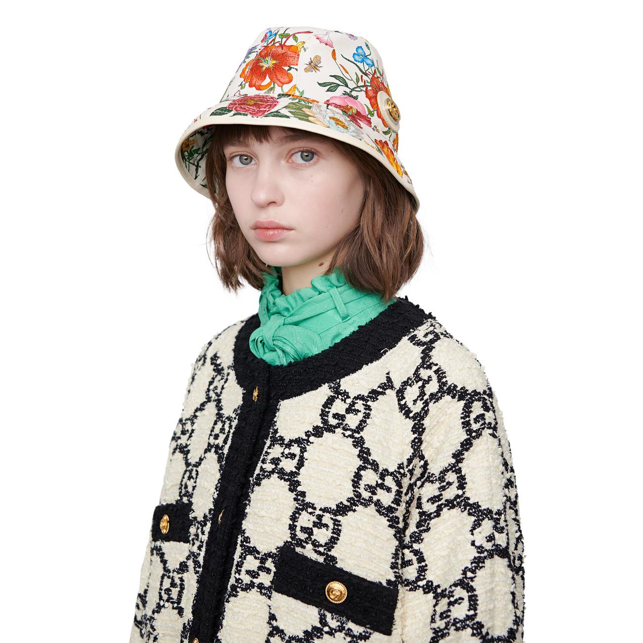Gucci Linen Fedora Hat With Flora Print - Lyst